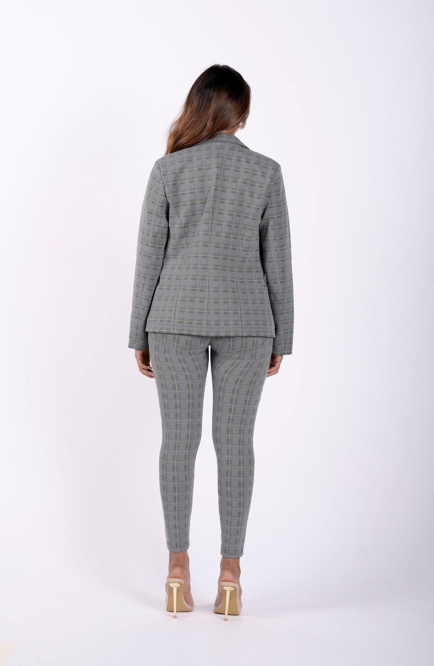 Made In Italy Checkered Suit Blazer - Grey Plaid