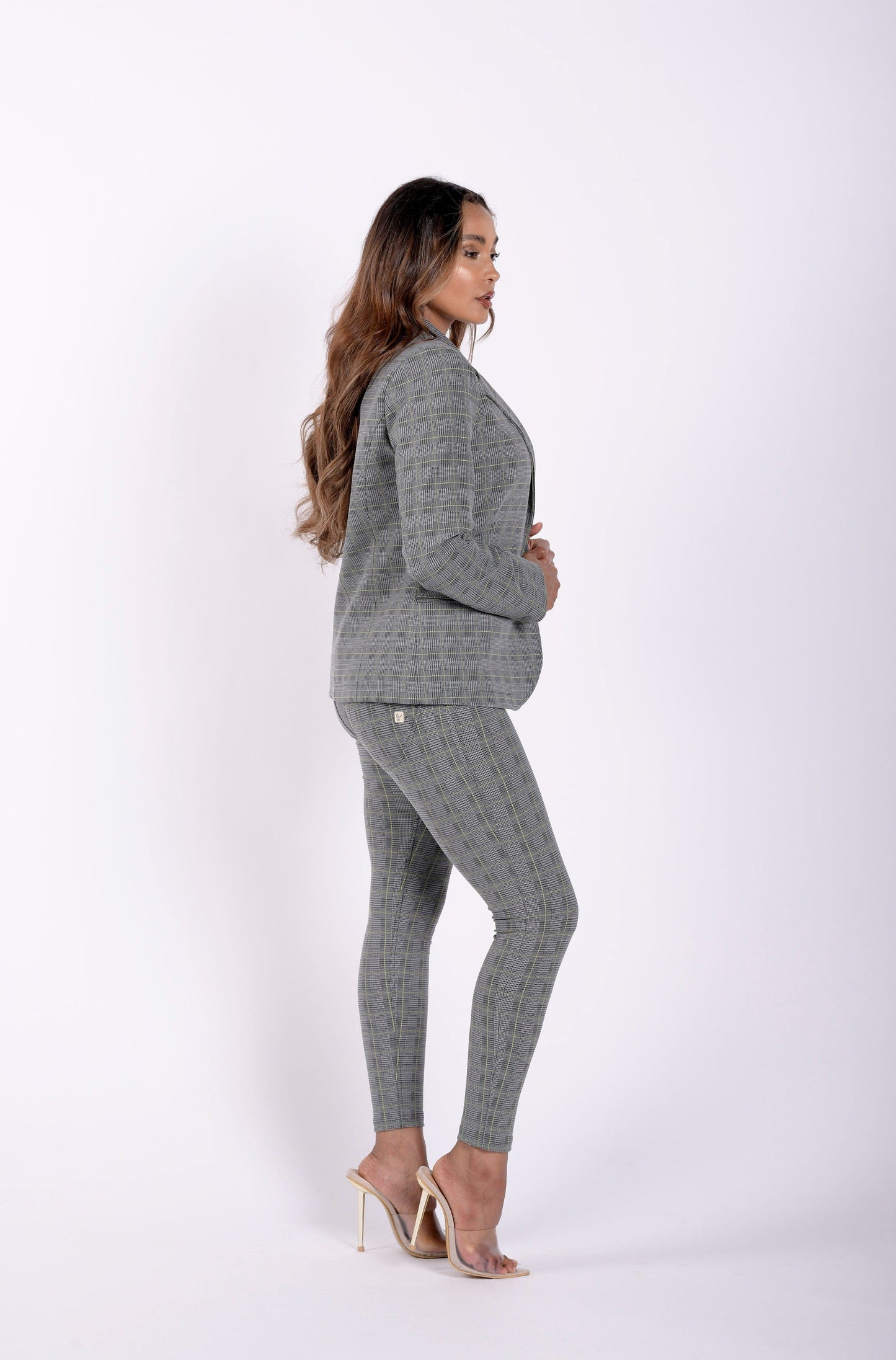 Made In Italy Checkered Suit Blazer - Grey Plaid