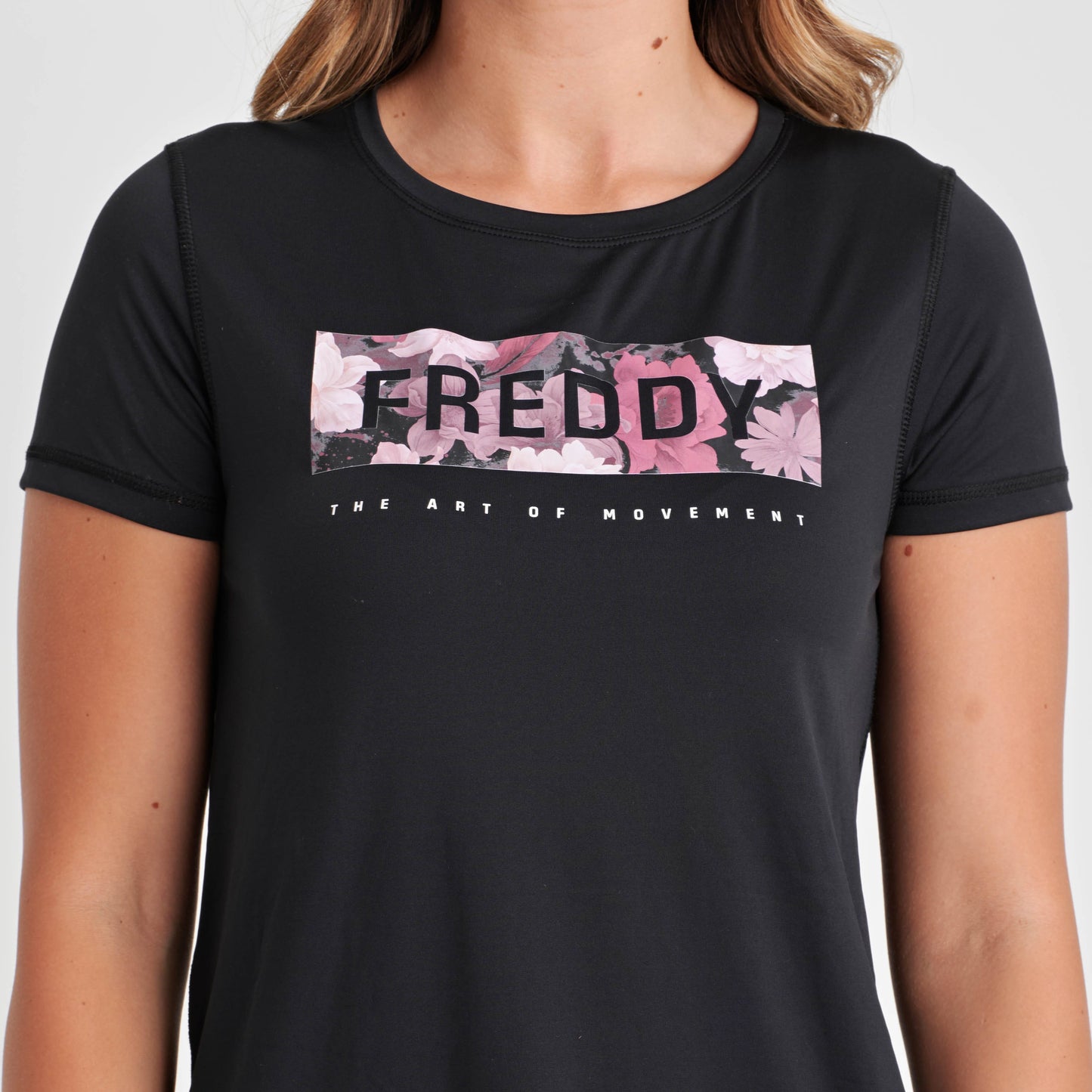 Sports T-Shirt - Black Flower Print Logo