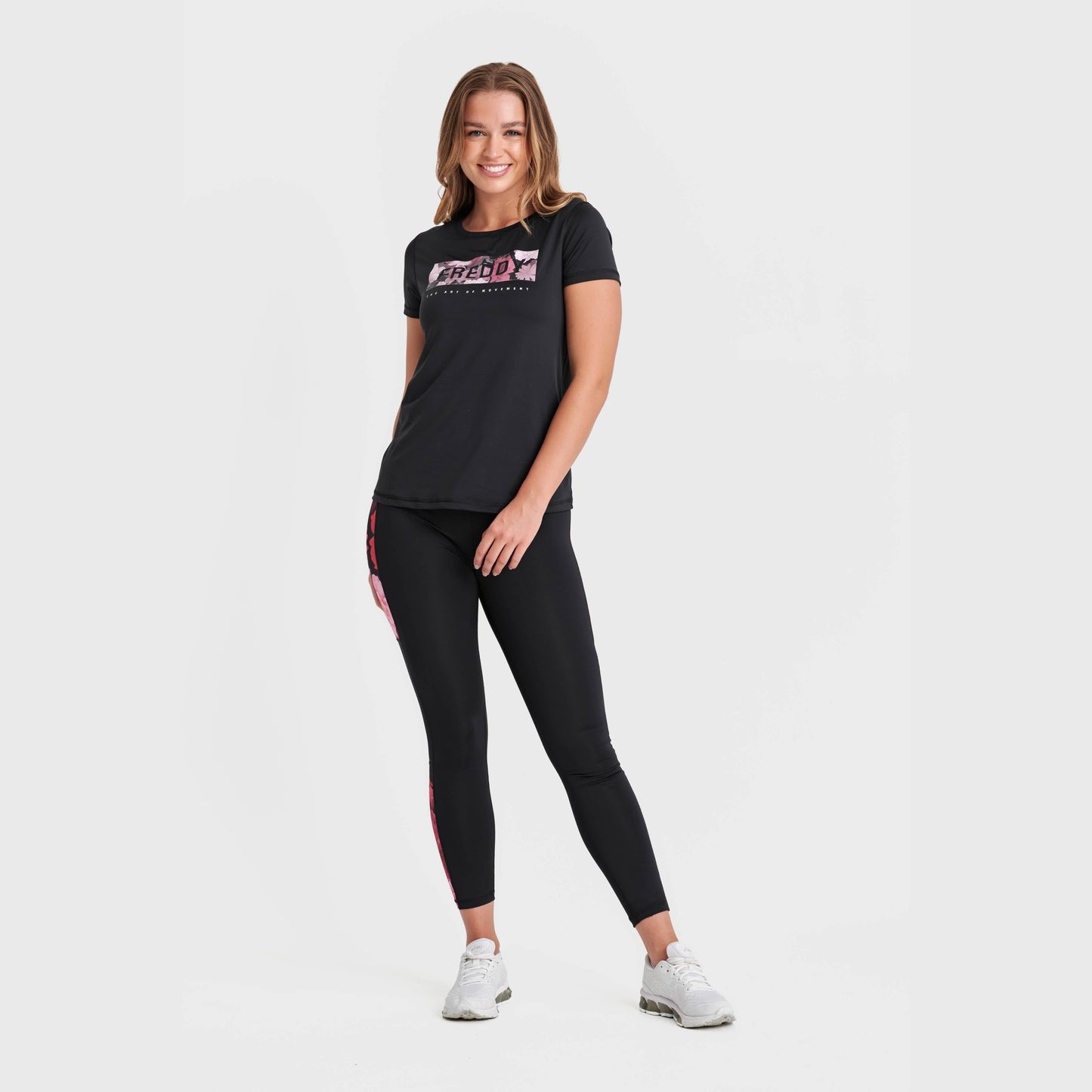 Sports T-Shirt - Black Flower Print Logo