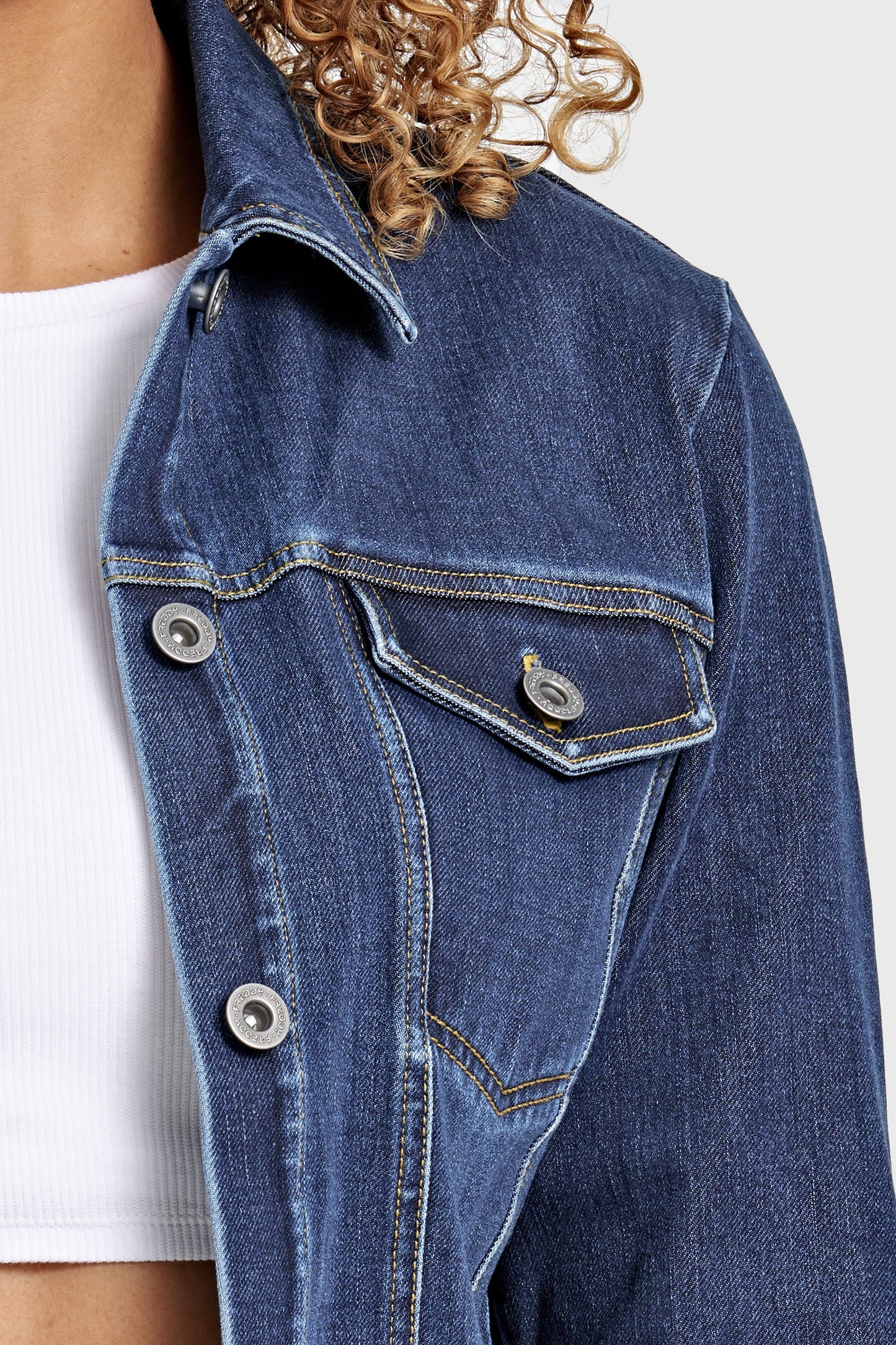 Denim Jacket - Dark Blue + Yellow Stitching