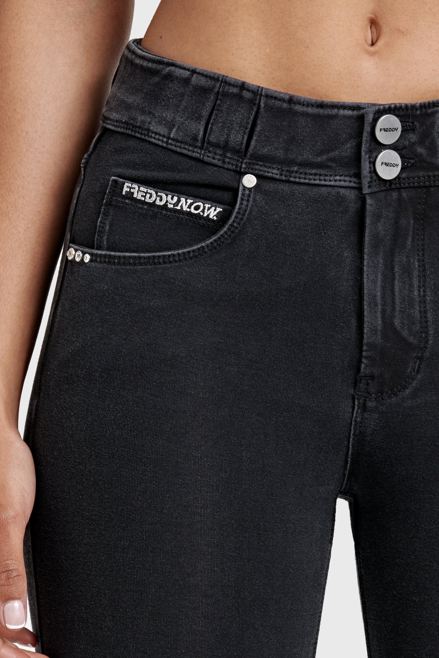 N.O.W® Denim - High Waisted - Kick Flare - Black + Black Stitching