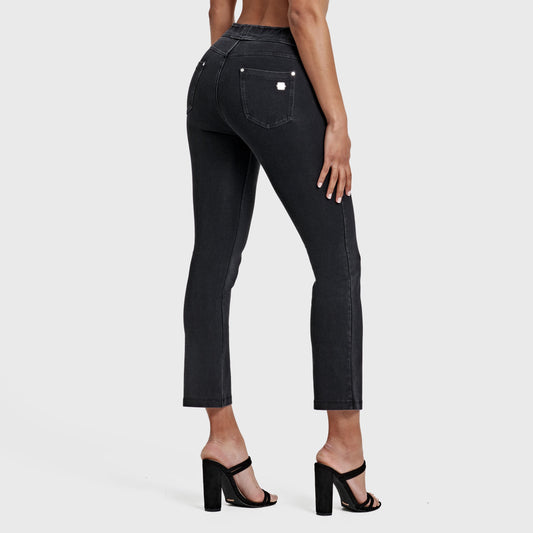 N.O.W® Denim - High Waisted - Kick Flare - Black + Black Stitching