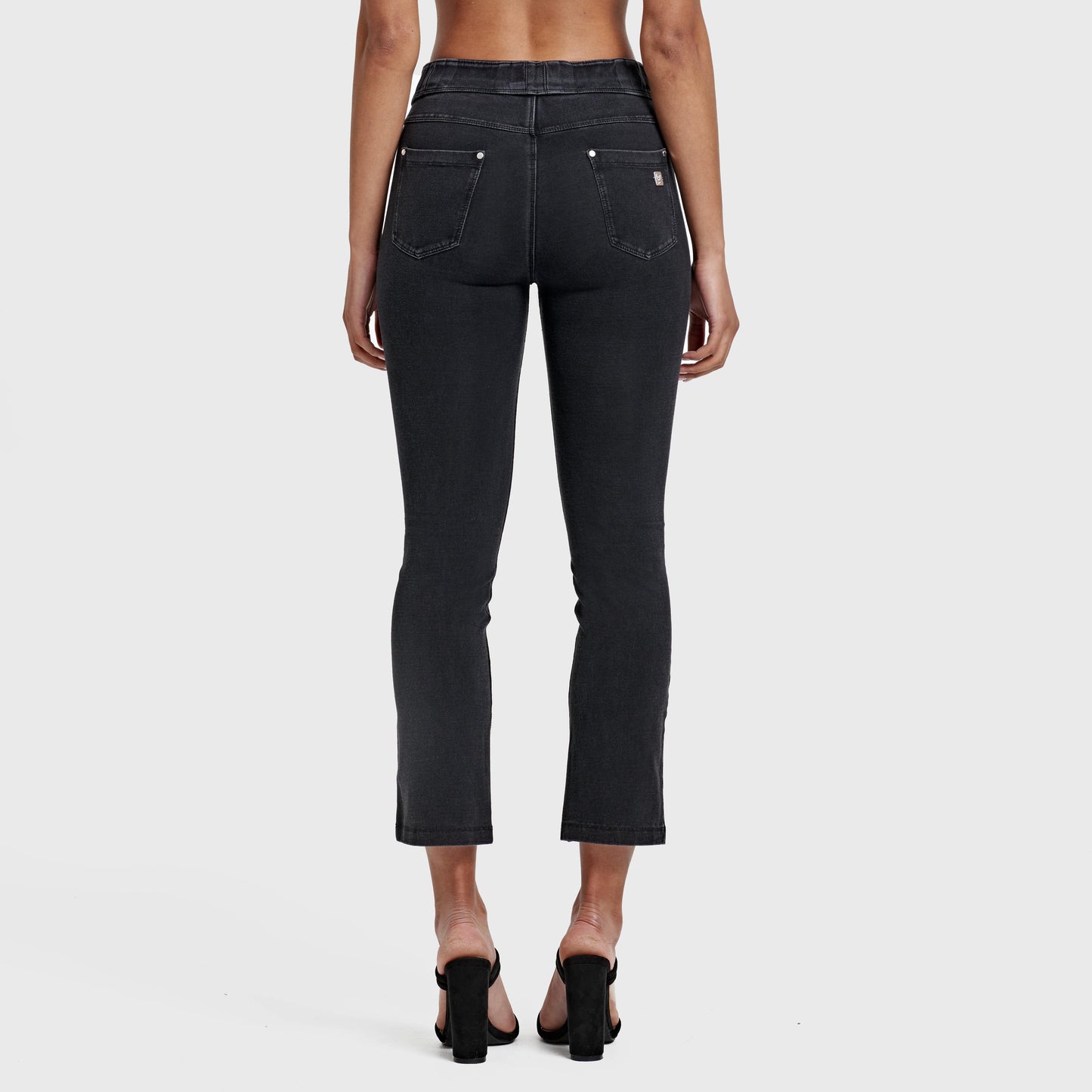 N.O.W® Denim - High Waisted - Kick Flare - Black + Black Stitching