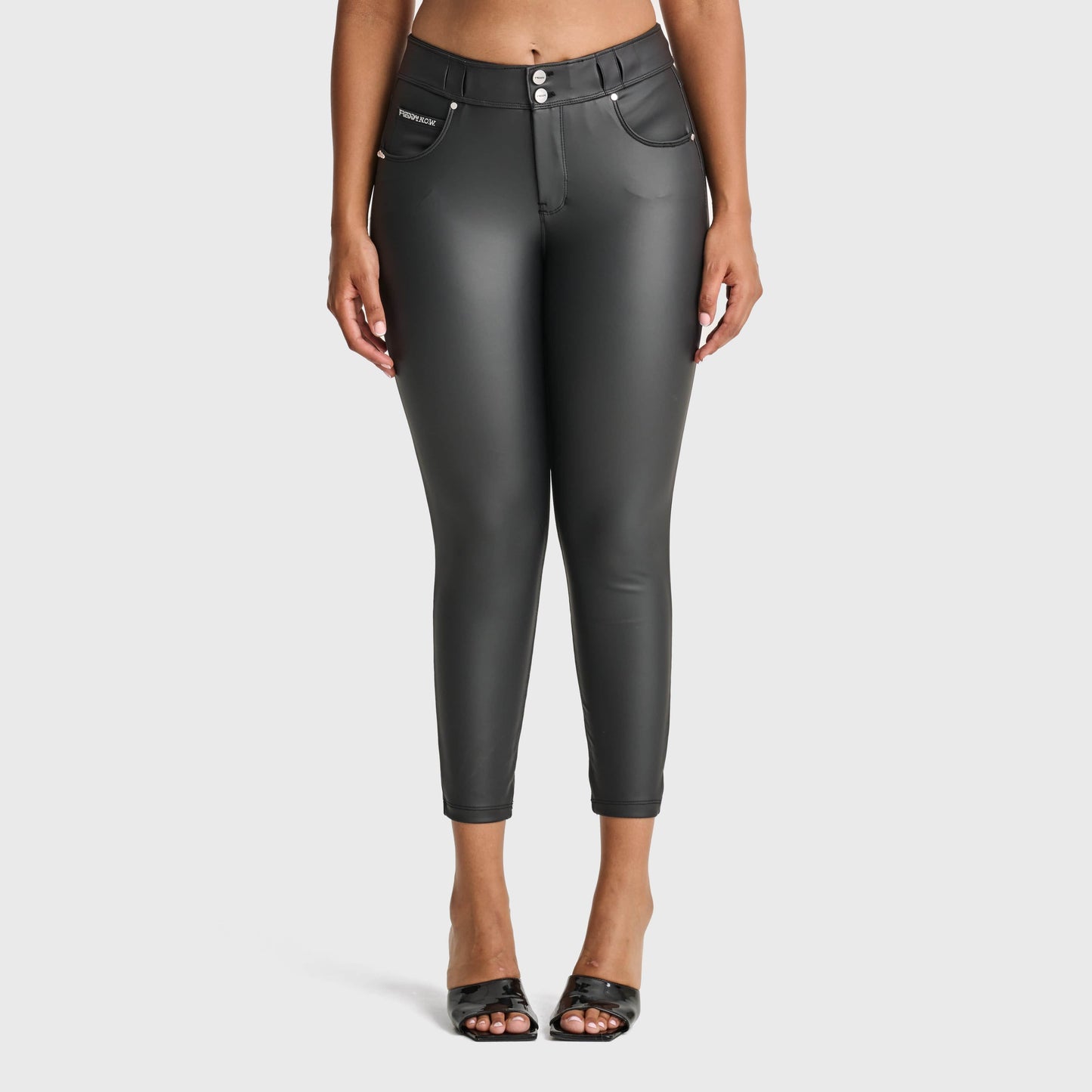 N.O.W® Faux Leather - High Waisted - 7/8 Length - Black