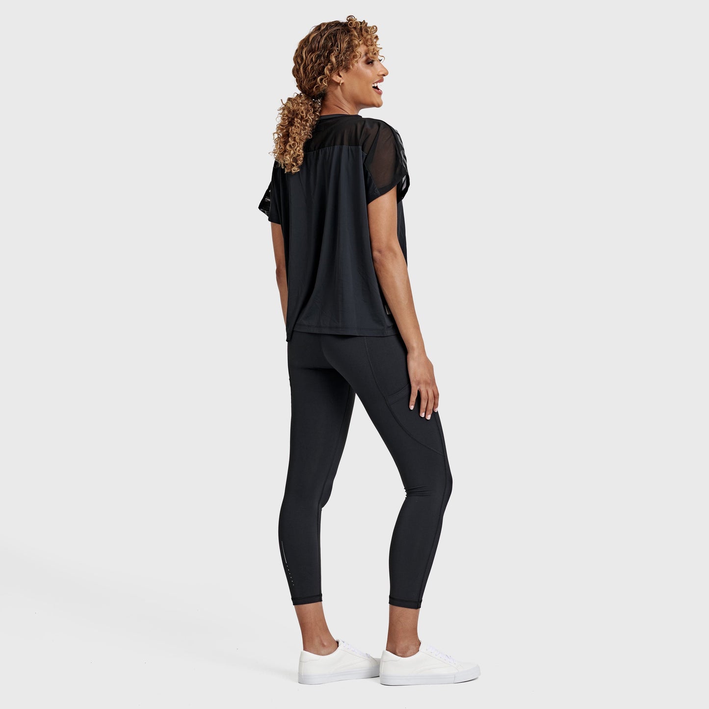 Oversized Mesh Insert Top - Black