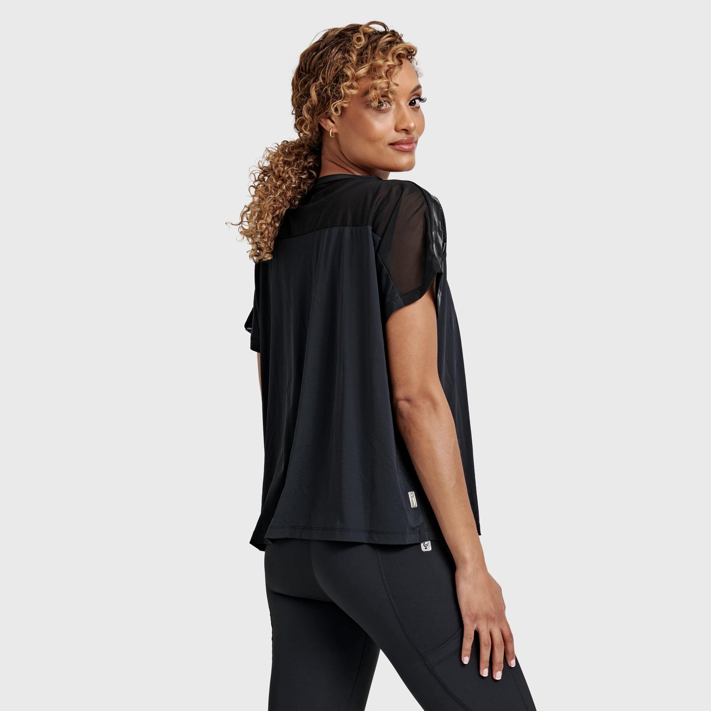 Oversized Mesh Insert Top - Black
