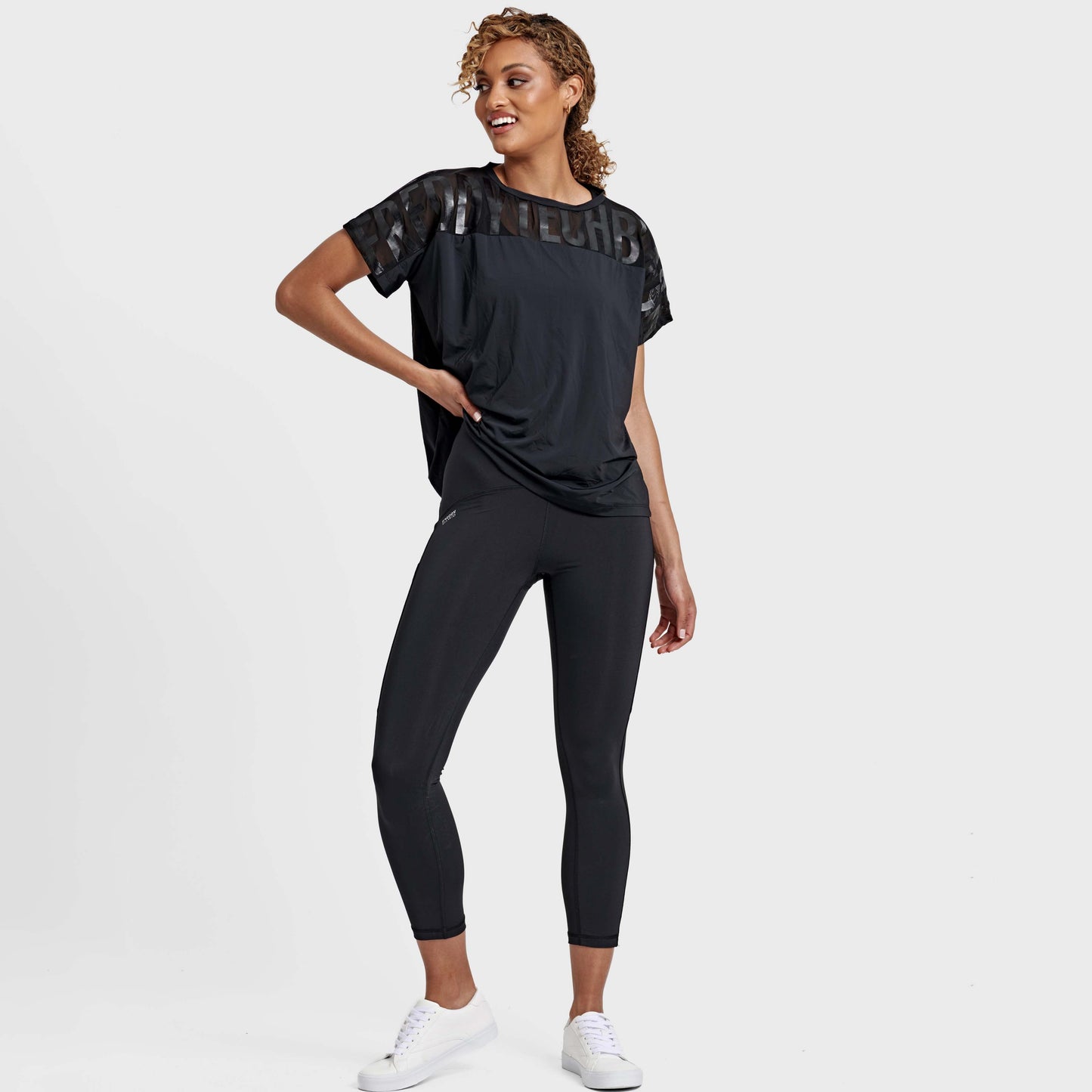 Oversized Mesh Insert Top - Black