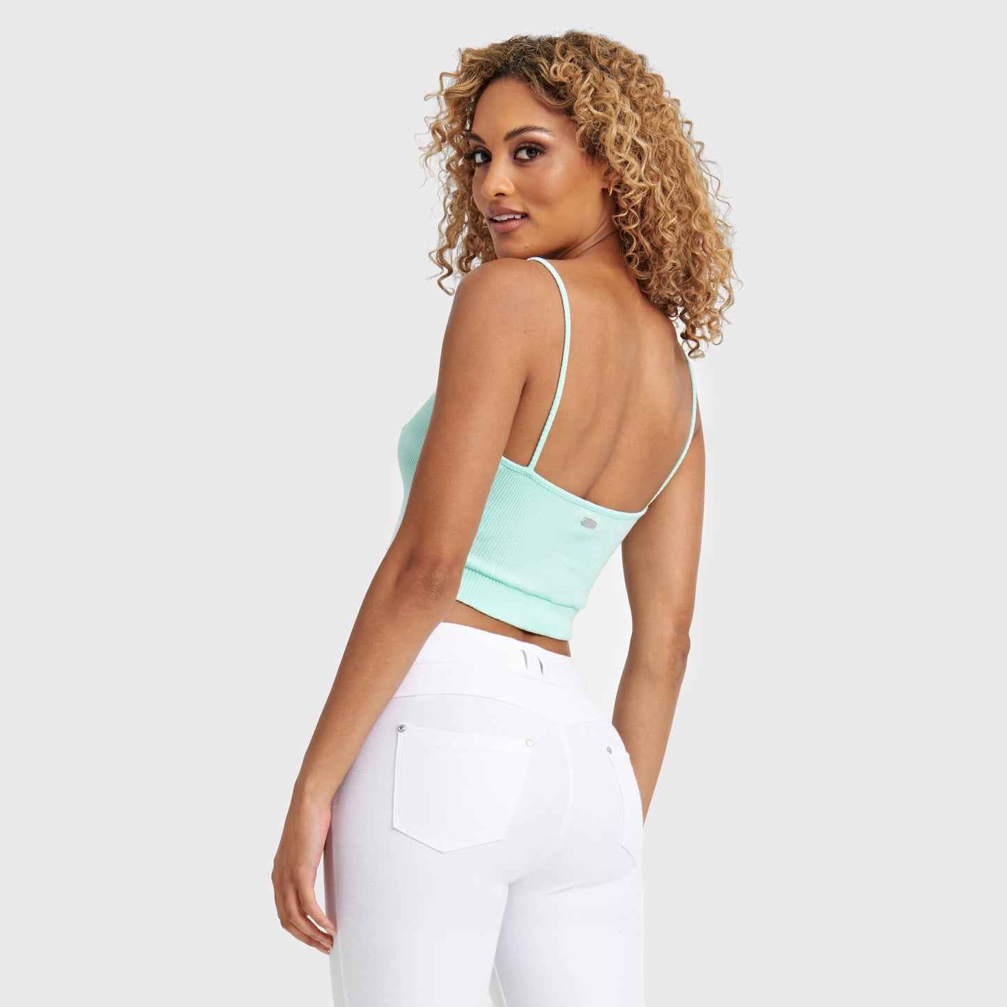Cotton Ribbed Crop - Aqua