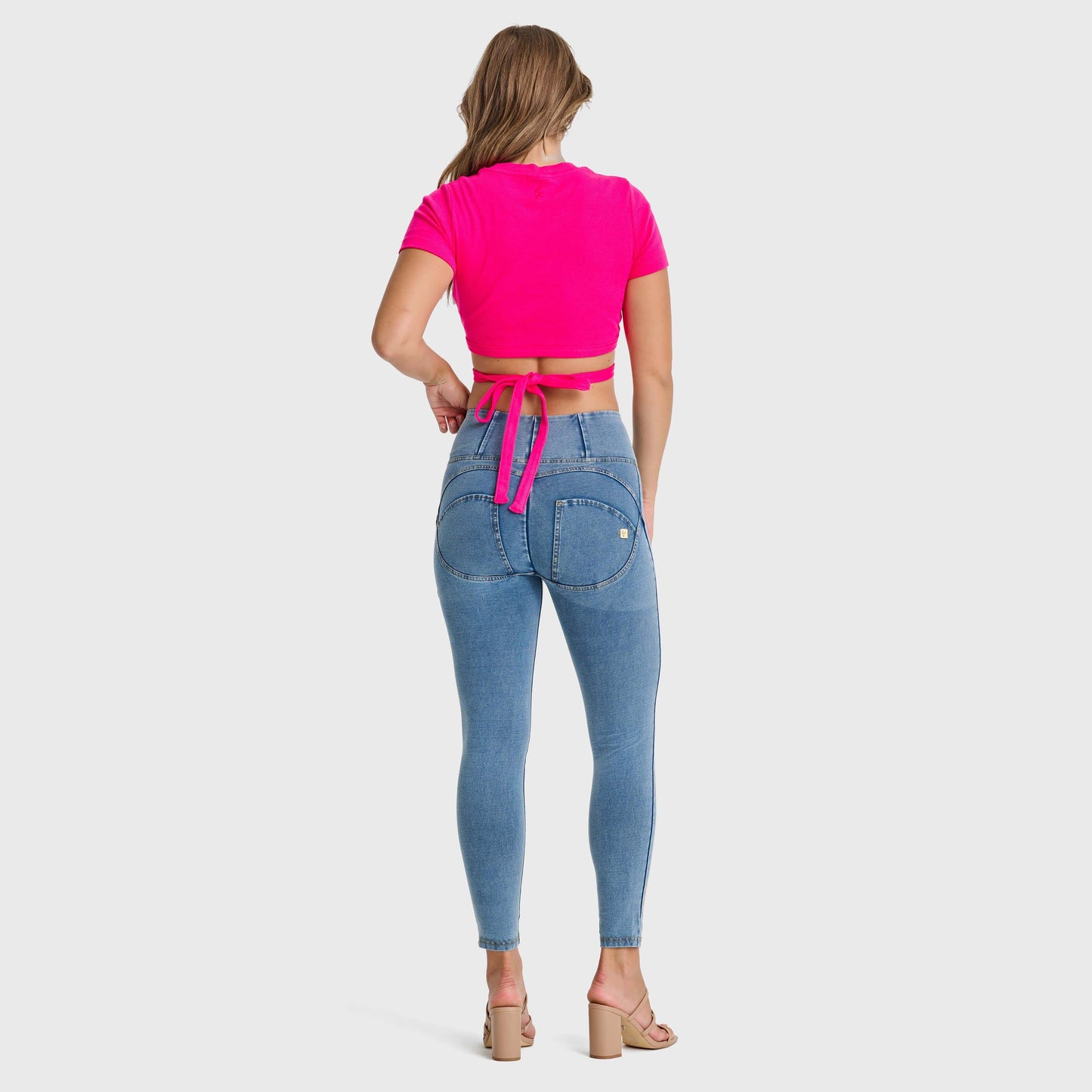Cropped Wrap Around T Shirt - Pink