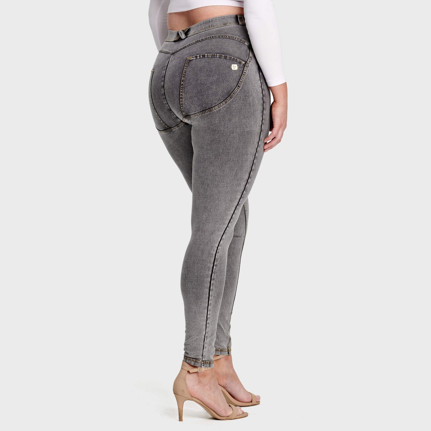 WR.UP® Curvy Denim - High Waisted - Full Length - Grey + Yellow Stitching