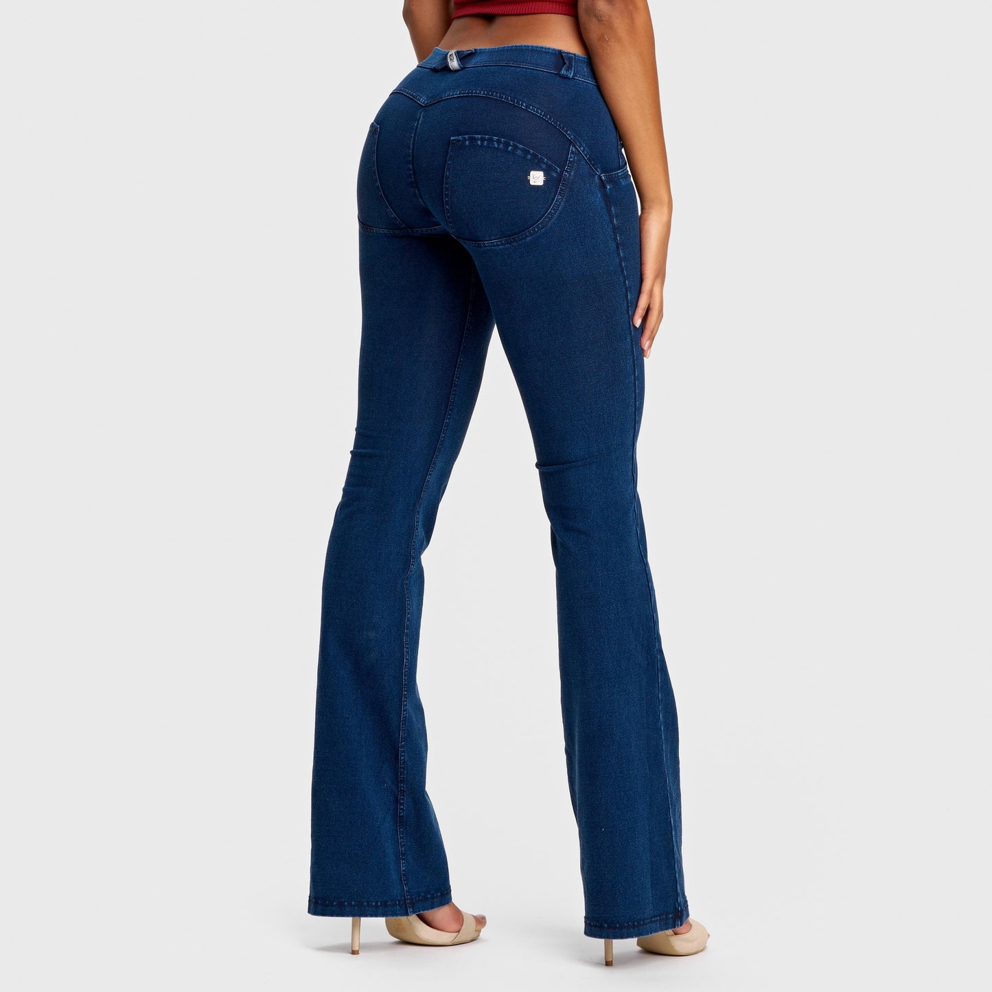WR.UP® Denim - Mid Rise - Bell Bottom Flare - Dark Blue + Blue Stitching
