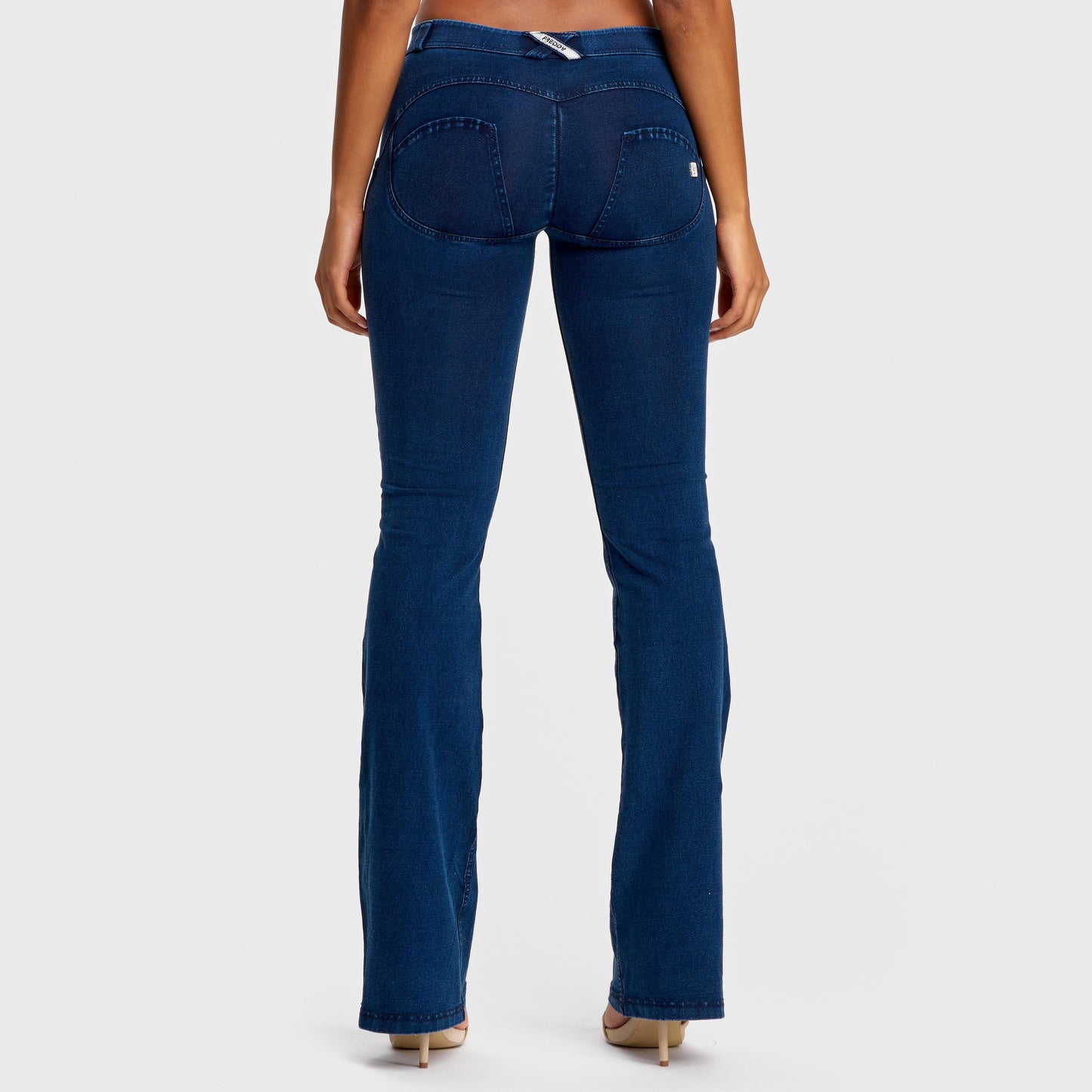 WR.UP® Denim - Mid Rise - Bell Bottom Flare - Dark Blue + Blue Stitching