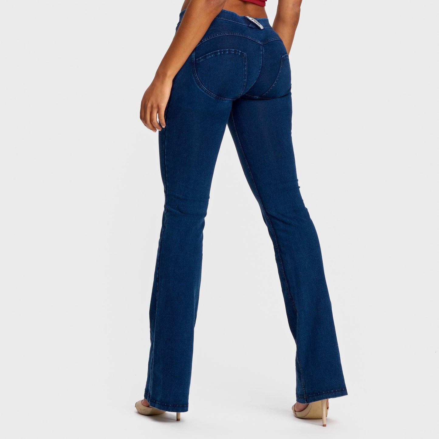 WR.UP® Denim - Mid Rise - Bell Bottom Flare - Dark Blue + Blue Stitching
