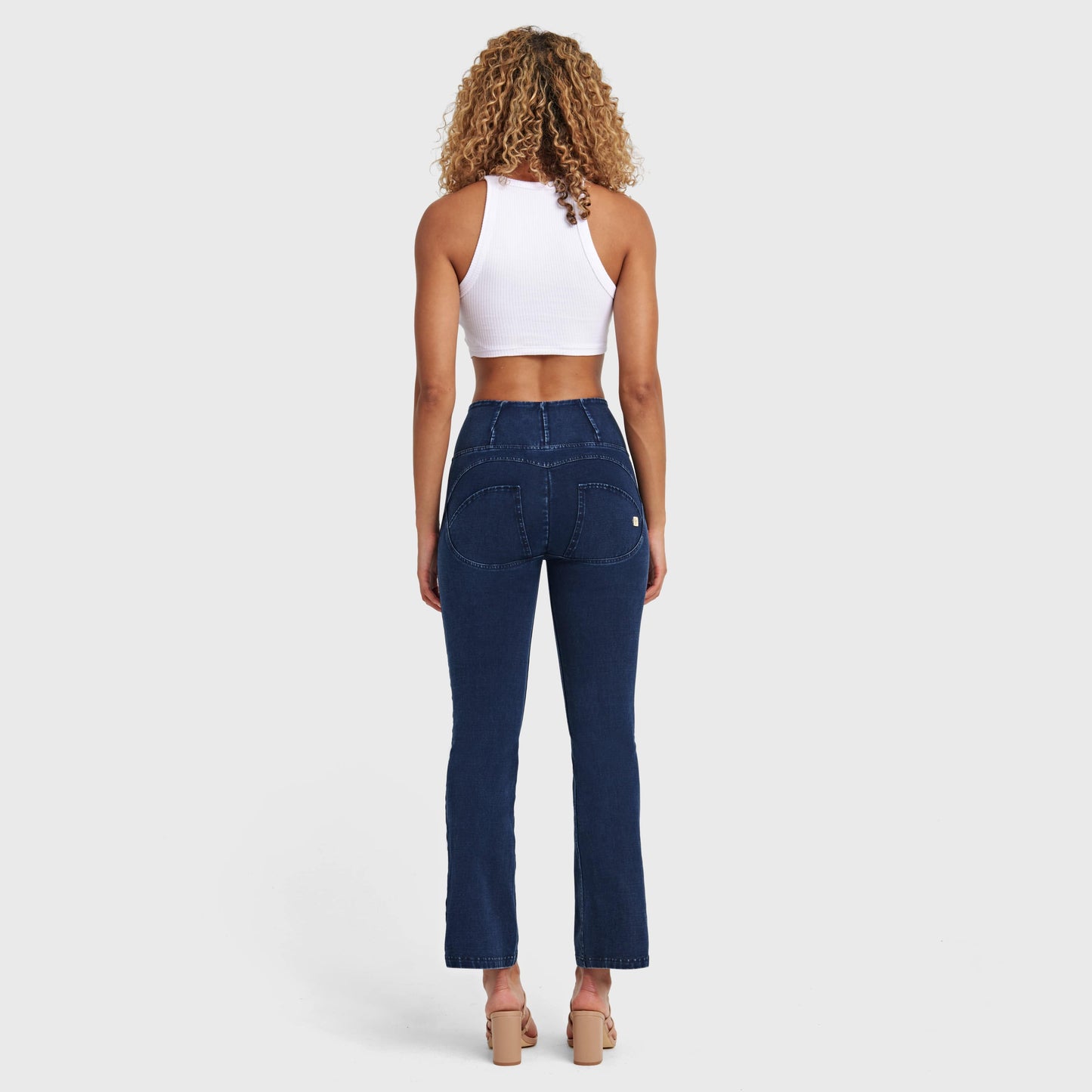 WR.UP® Denim - High Waisted - 7/8 Flare - Dark Blue + Blue Stitching