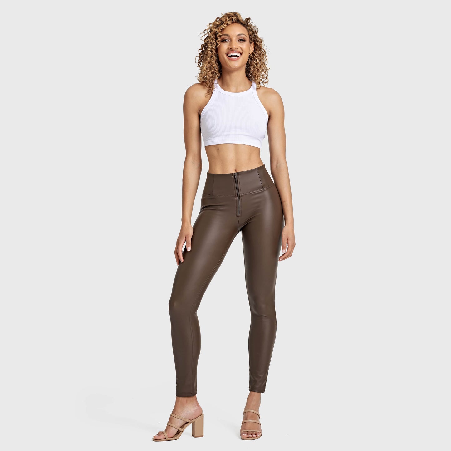 WR.UP® Faux Leather - High Waisted - Full Length - Chocolate