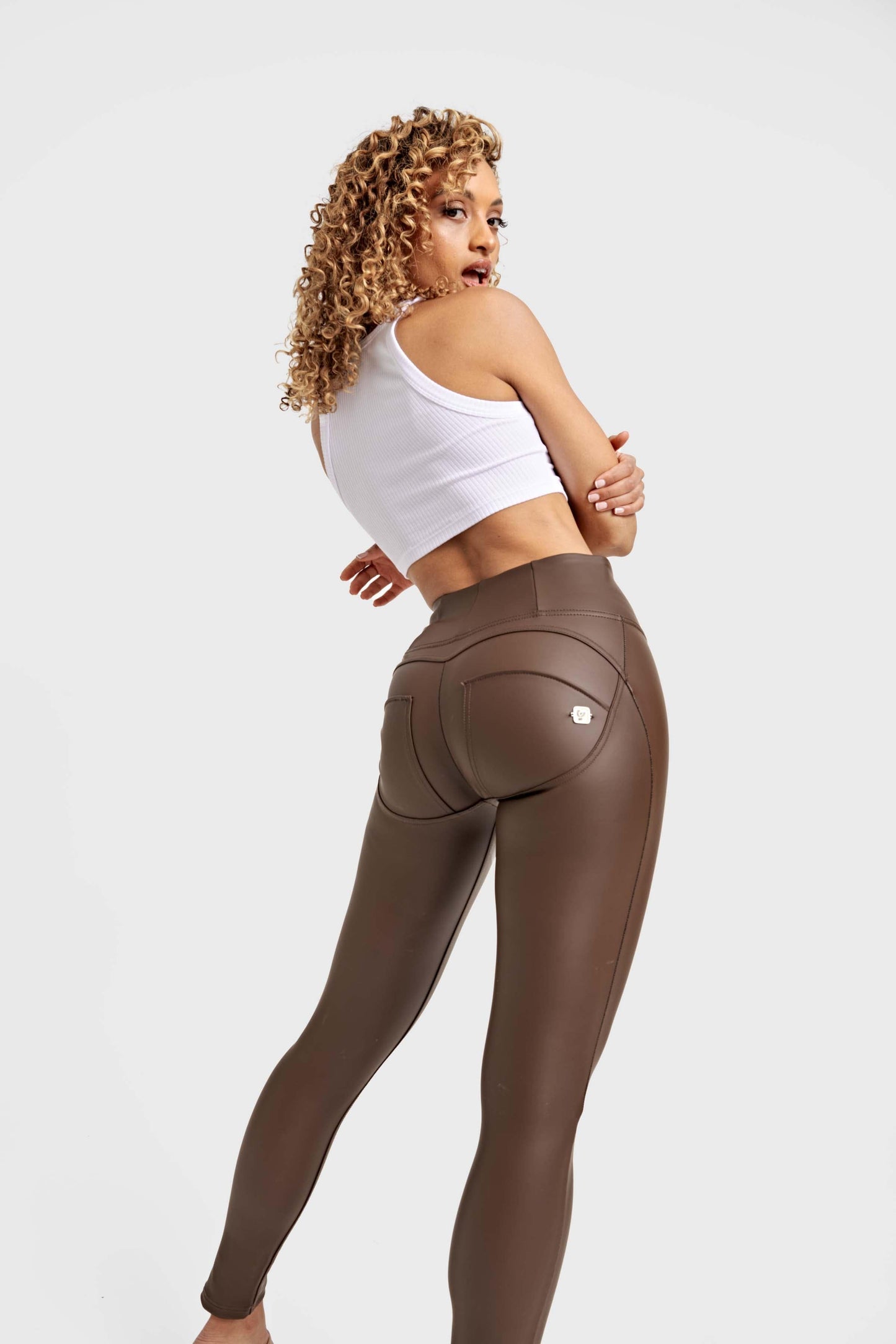 WR.UP® Faux Leather - High Waisted - Full Length - Chocolate