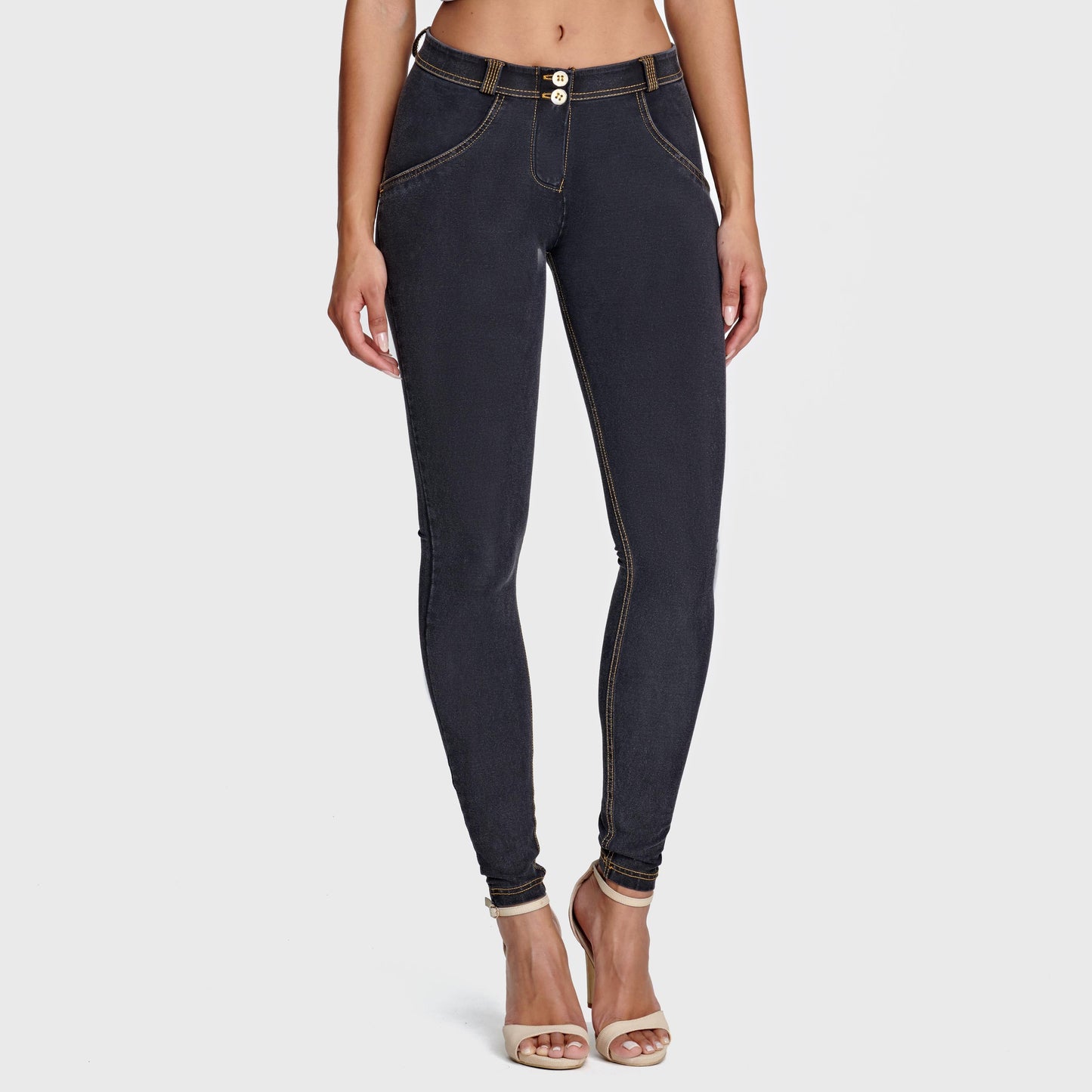 WR.UP® Denim - Mid Rise - Full Length - Black + Yellow Stitching