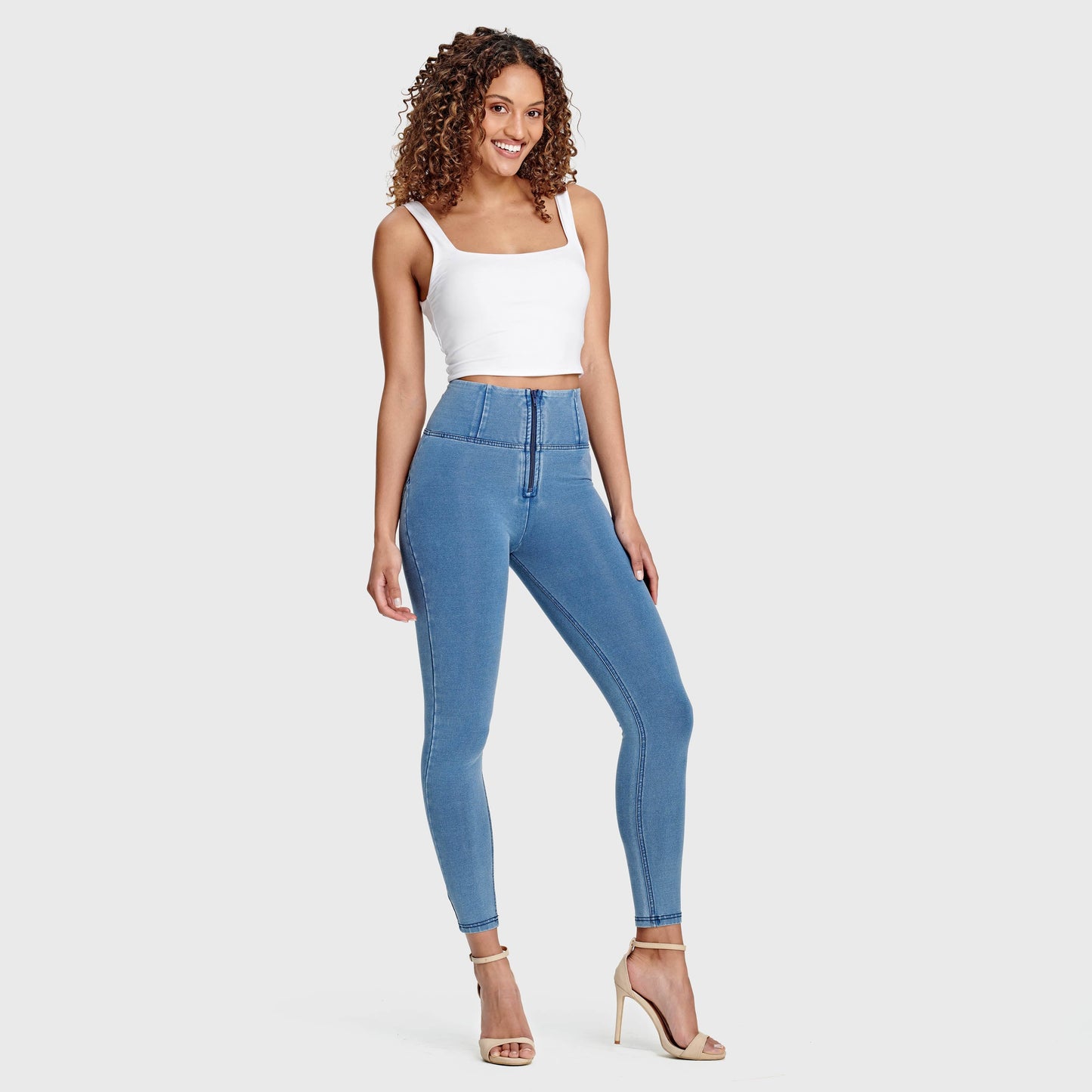 WR.UP® Denim - High Waisted - 7/8 Length - Light Blue + Blue Stitching