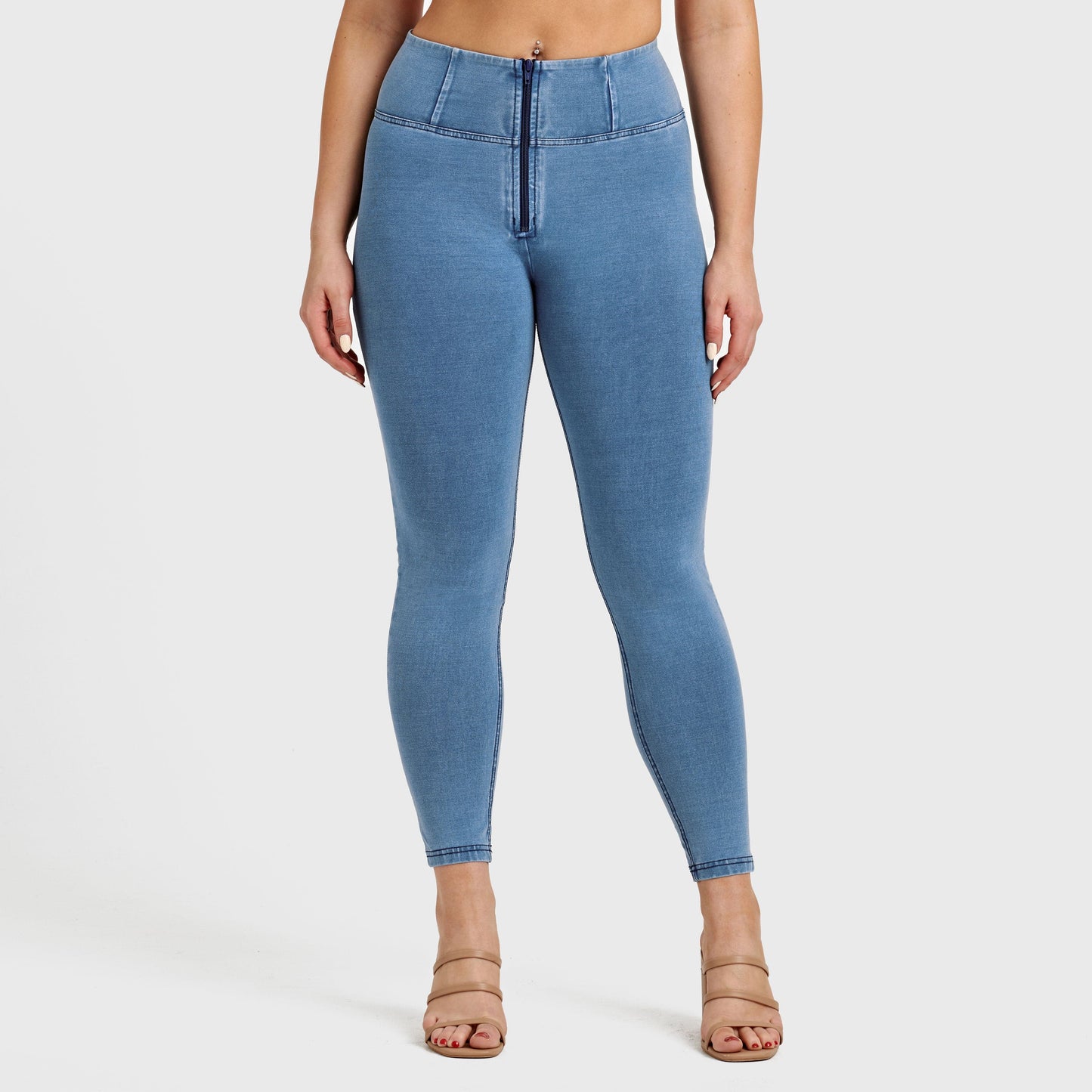 WR.UP® Denim - High Waisted - 7/8 Length - Light Blue + Blue Stitching