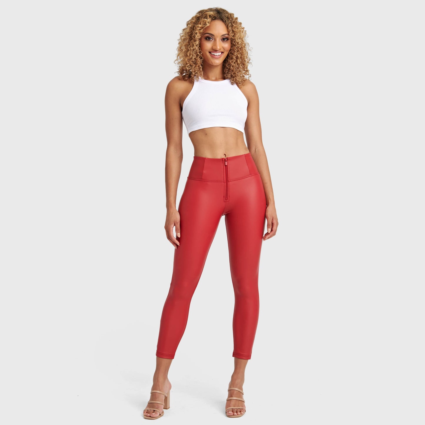 WR.UP® Faux Leather - High Waisted - 7/8 Length - Red