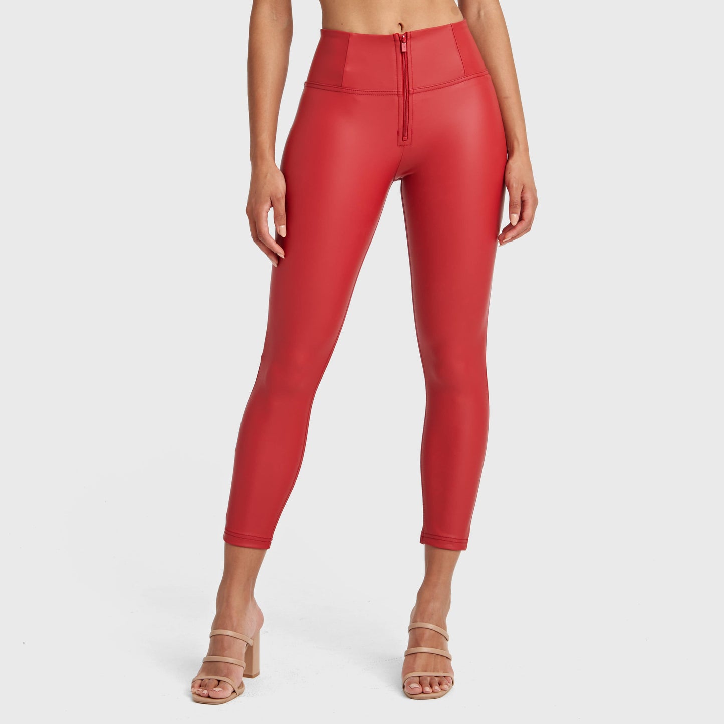 WR.UP® Faux Leather - High Waisted - 7/8 Length - Red