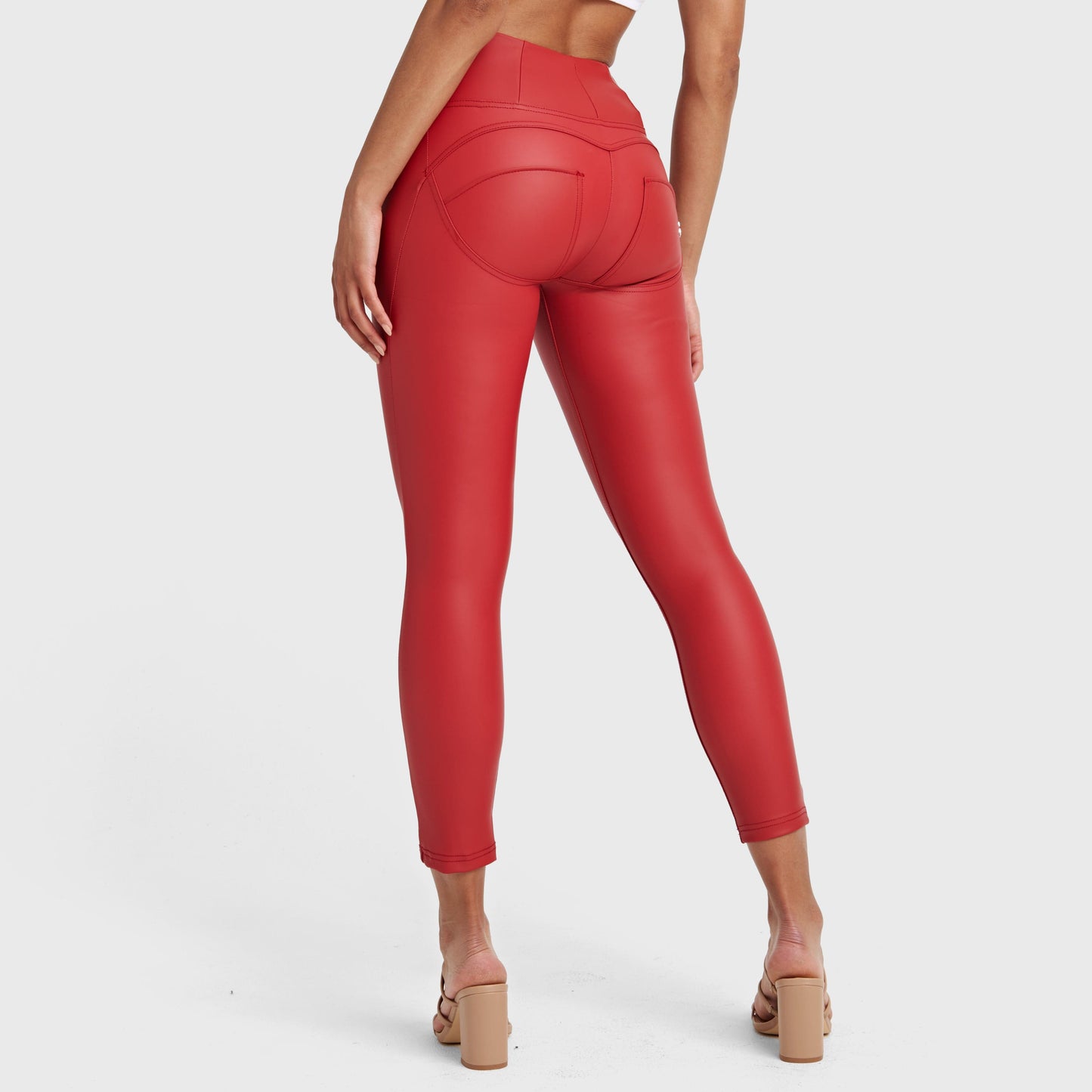 WR.UP® Faux Leather - High Waisted - 7/8 Length - Red