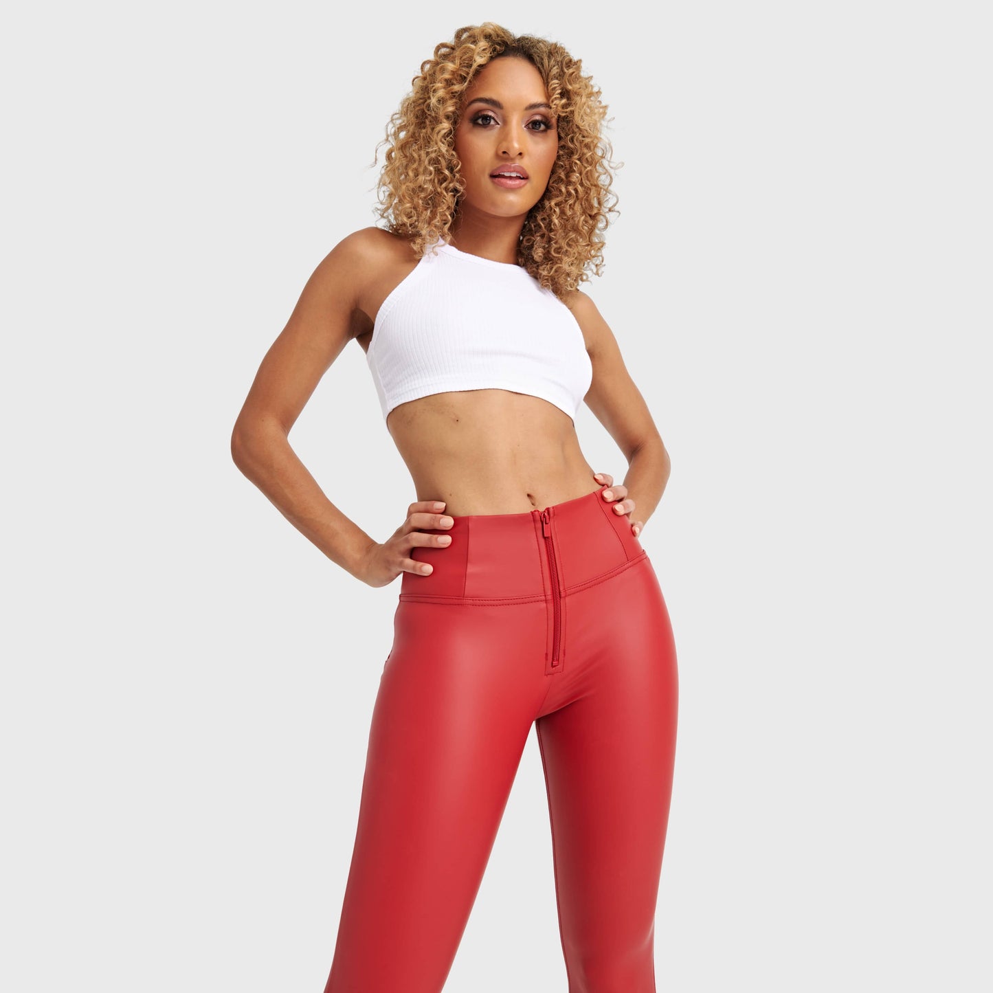 WR.UP® Faux Leather - High Waisted - 7/8 Length - Red