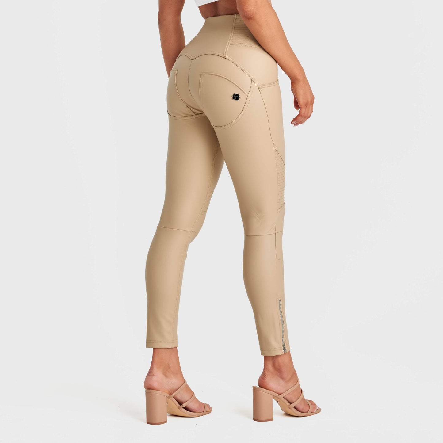 WR.UP® Biker Faux Leather - High Waisted - 7/8 Length - Beige