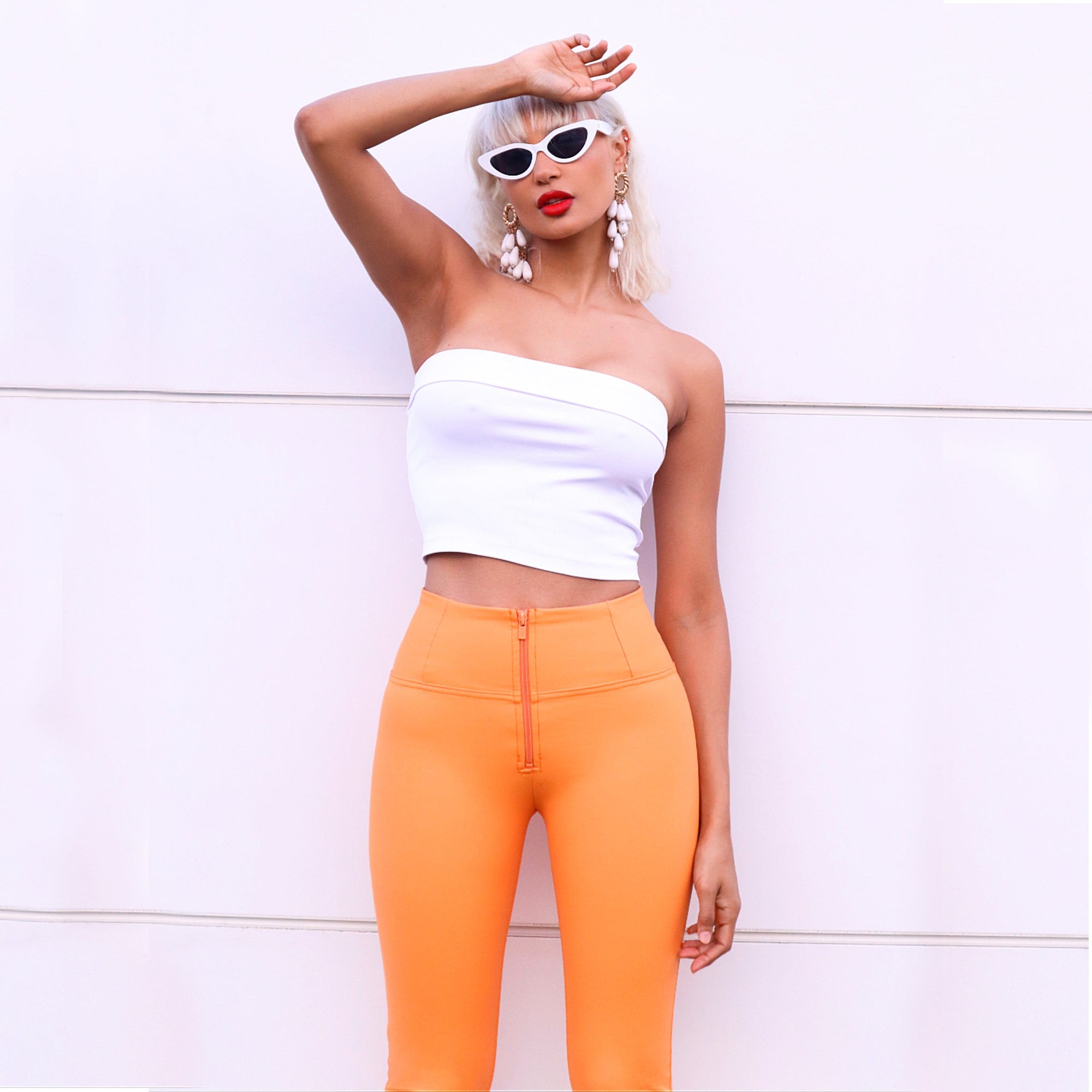 WR.UP® Faux Leather - High Waisted - Full Length - Sunset Orange