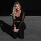 بنطال كارجو - خصر مرتفع - طول كامل - أسود