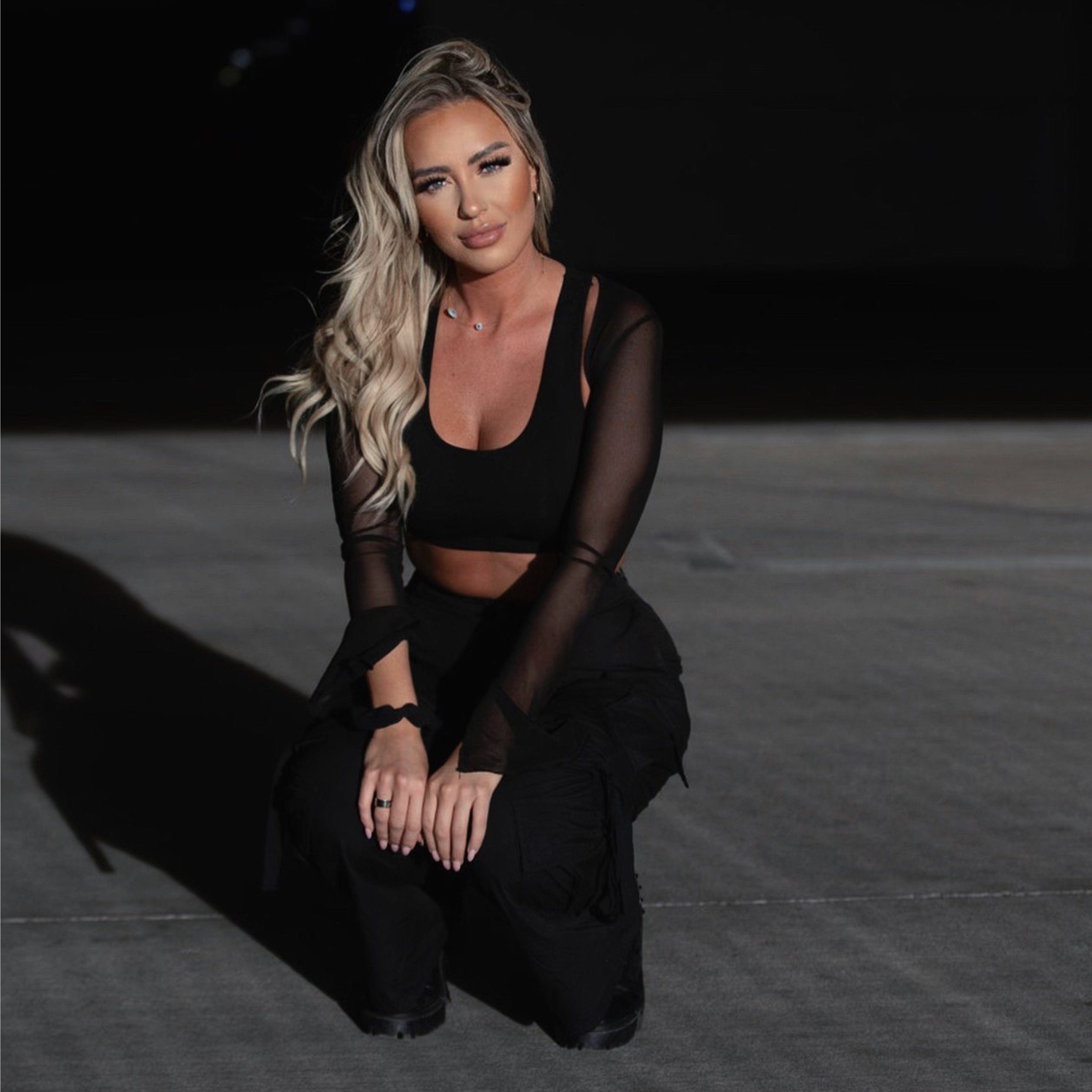 بنطال كارجو - خصر مرتفع - طول كامل - أسود