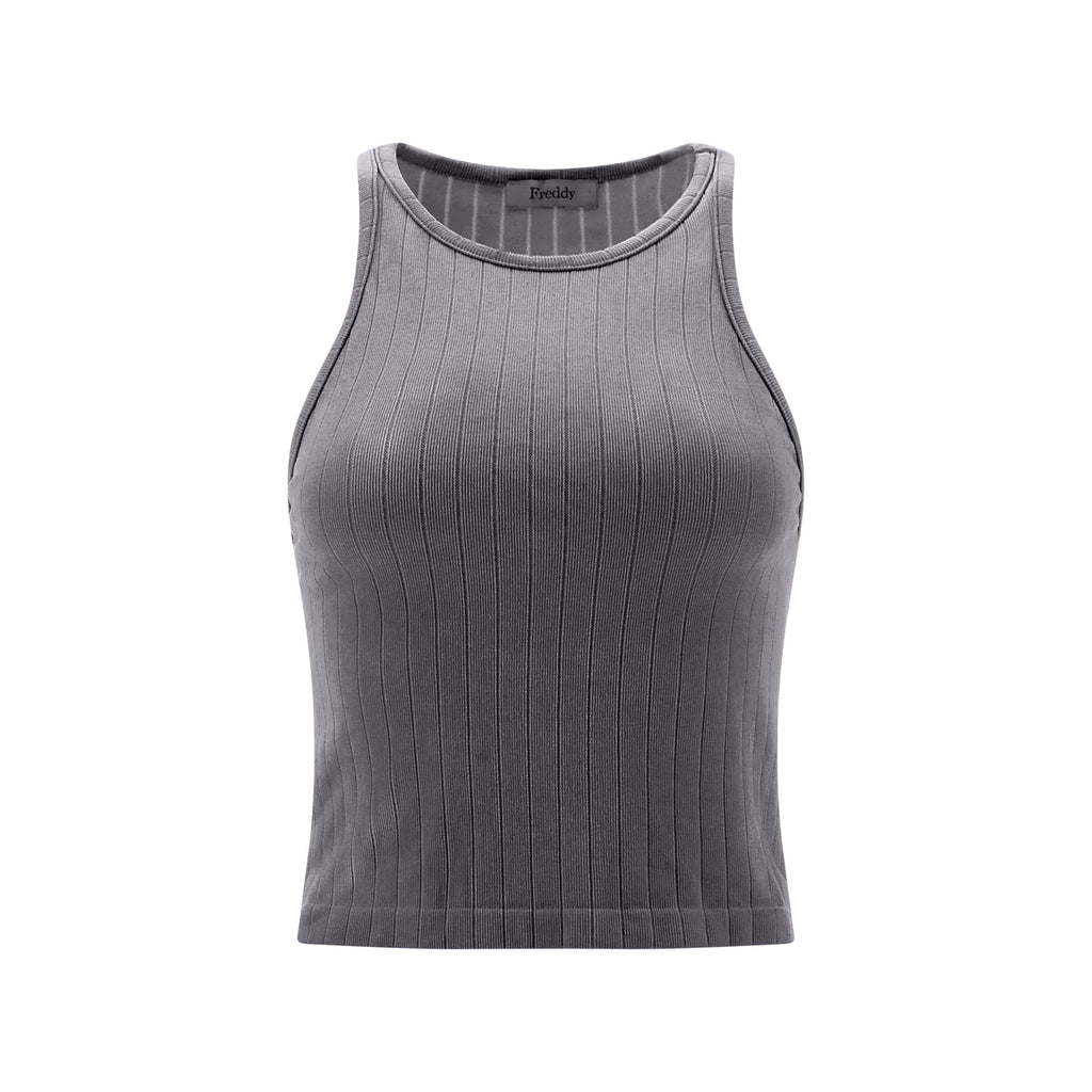 تيشيرت بدون أكمام مضلع - فحمي