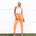 WR.UP® جلد صناعي - خصر مرتفع - طول كامل - برتقالي غروب الشمس