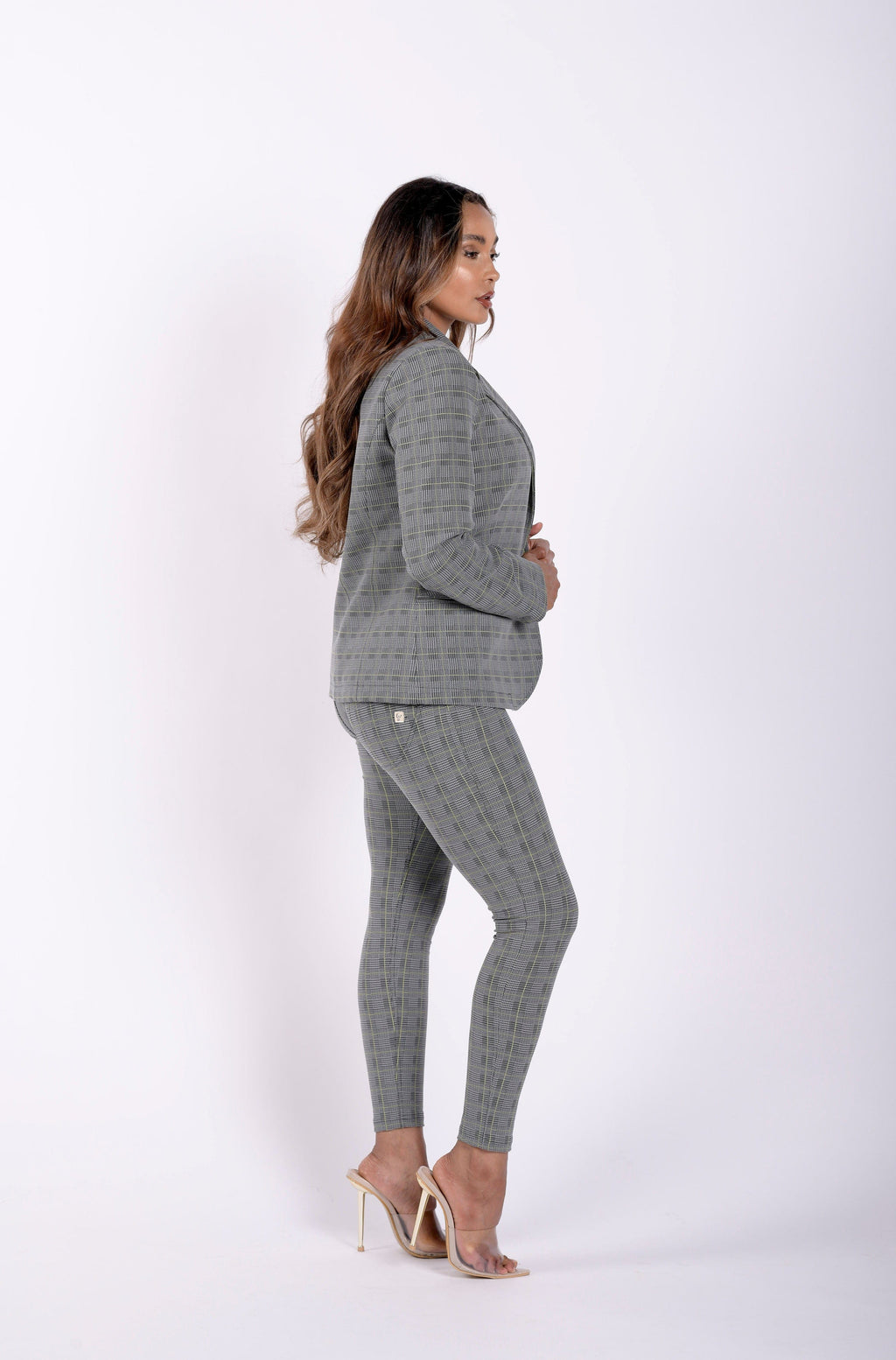 بليزر بدلة كاروهات مصنوع في إيطاليا - رمادي كاروهات 