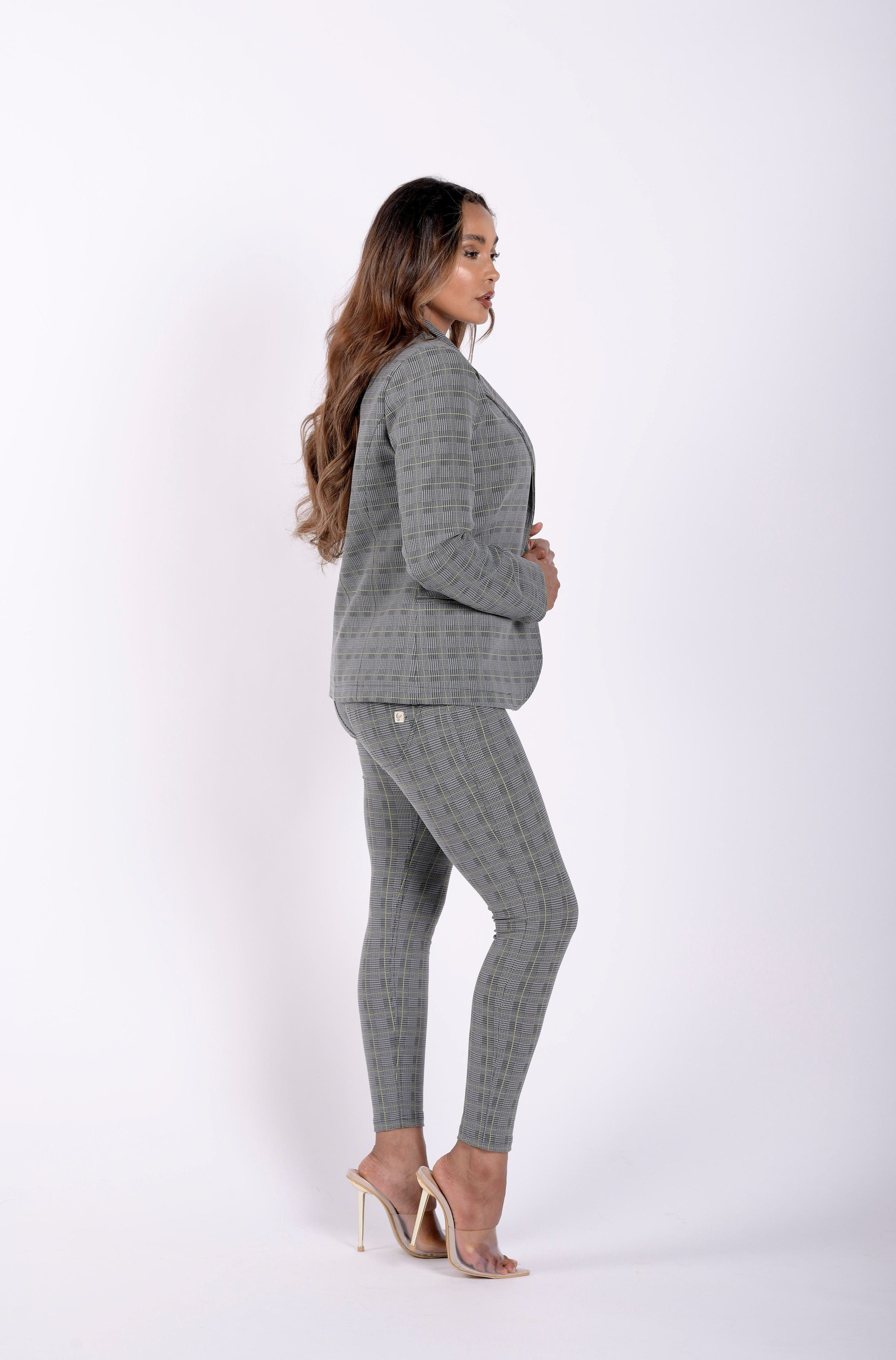 بليزر بدلة كاروهات مصنوع في إيطاليا - رمادي كاروهات 