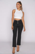 جينز WR.UP® - خصر مرتفع - تصميم واسع من الأسفل - أسود مع خياطة سوداء