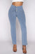 WR.UP® Denim - High Waisted - Kick Flare - Light Blue + Yellow Stitching