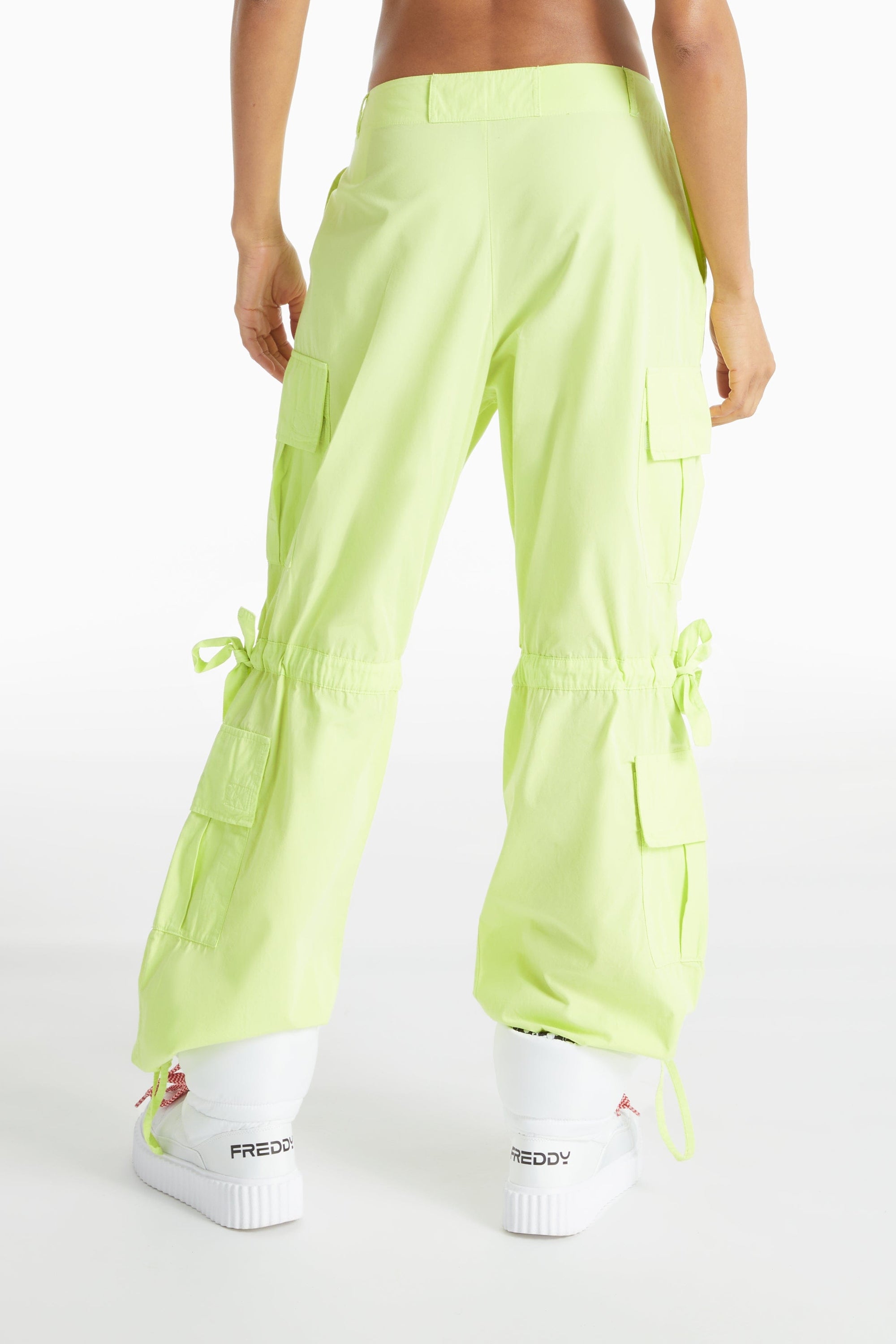 Cargo Pants - High Waisted - Full Length - Lime Green