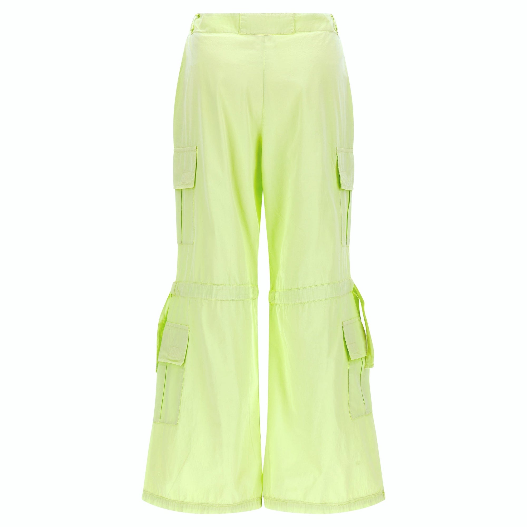 Cargo Pants - High Waisted - Full Length - Lime Green