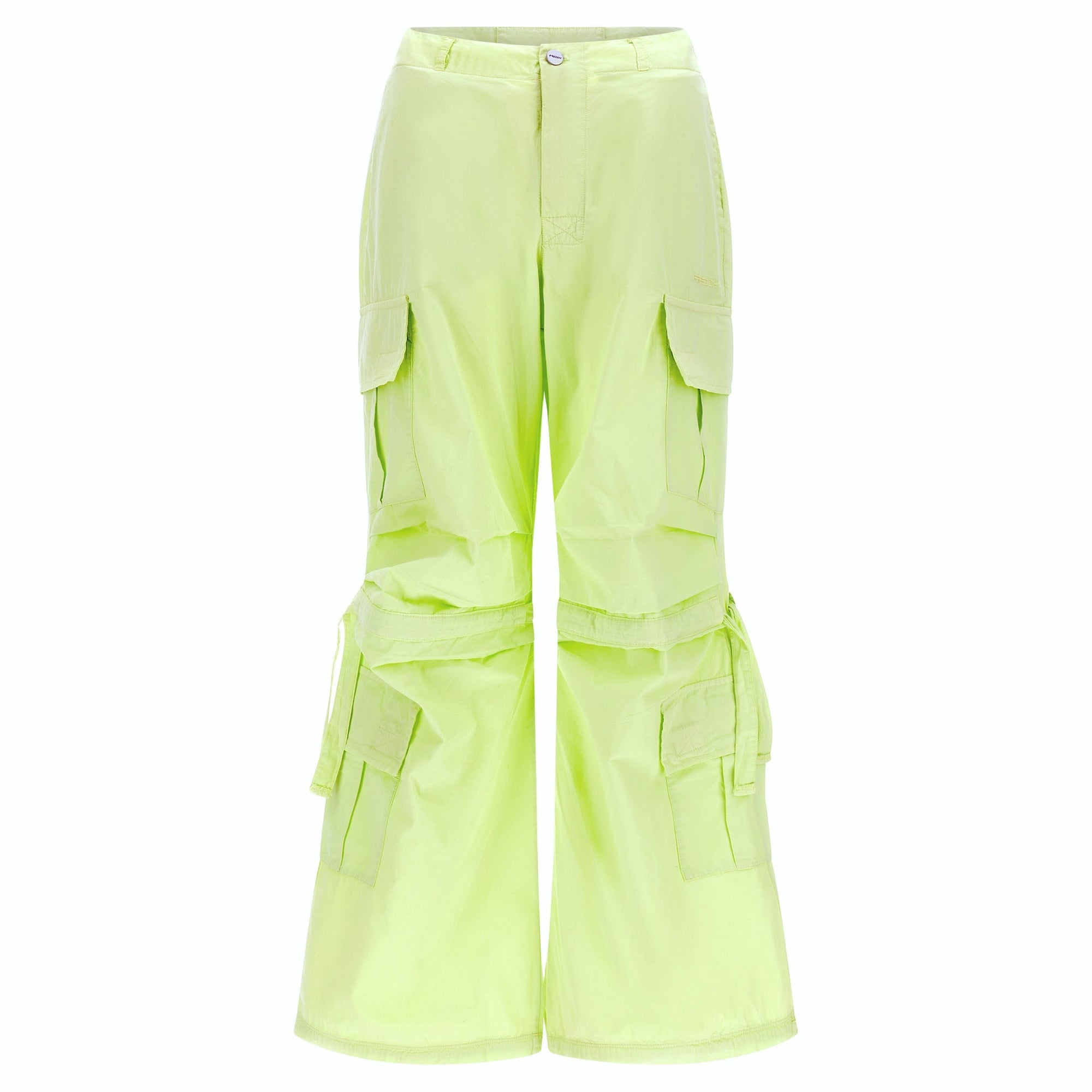 Cargo Pants - High Waisted - Full Length - Lime Green