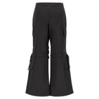 بنطال كارجو - خصر مرتفع - طول كامل - أسود