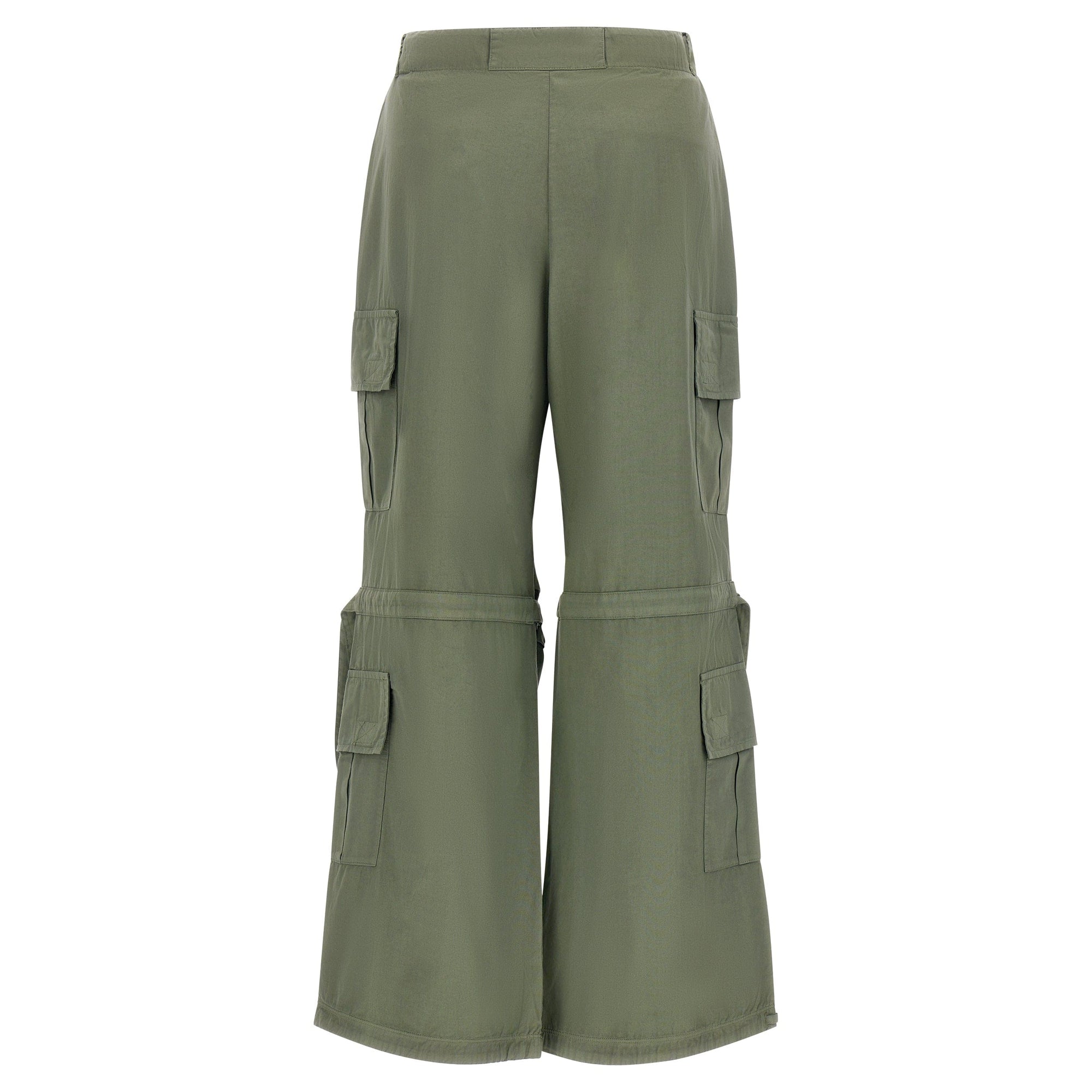 Cargo Pants - High Waisted - Full Length - Military Green