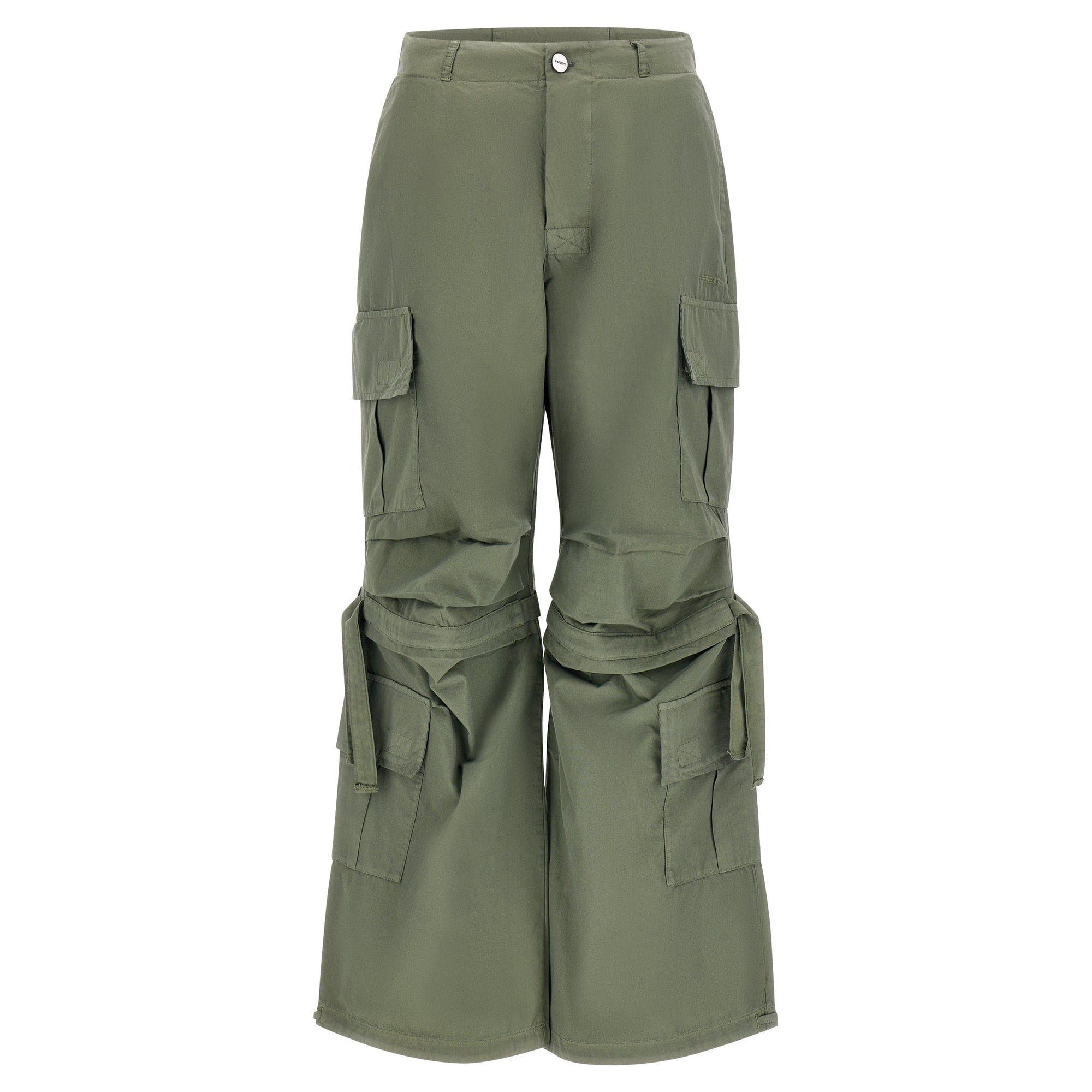 Cargo Pants - High Waisted - Full Length - Military Green