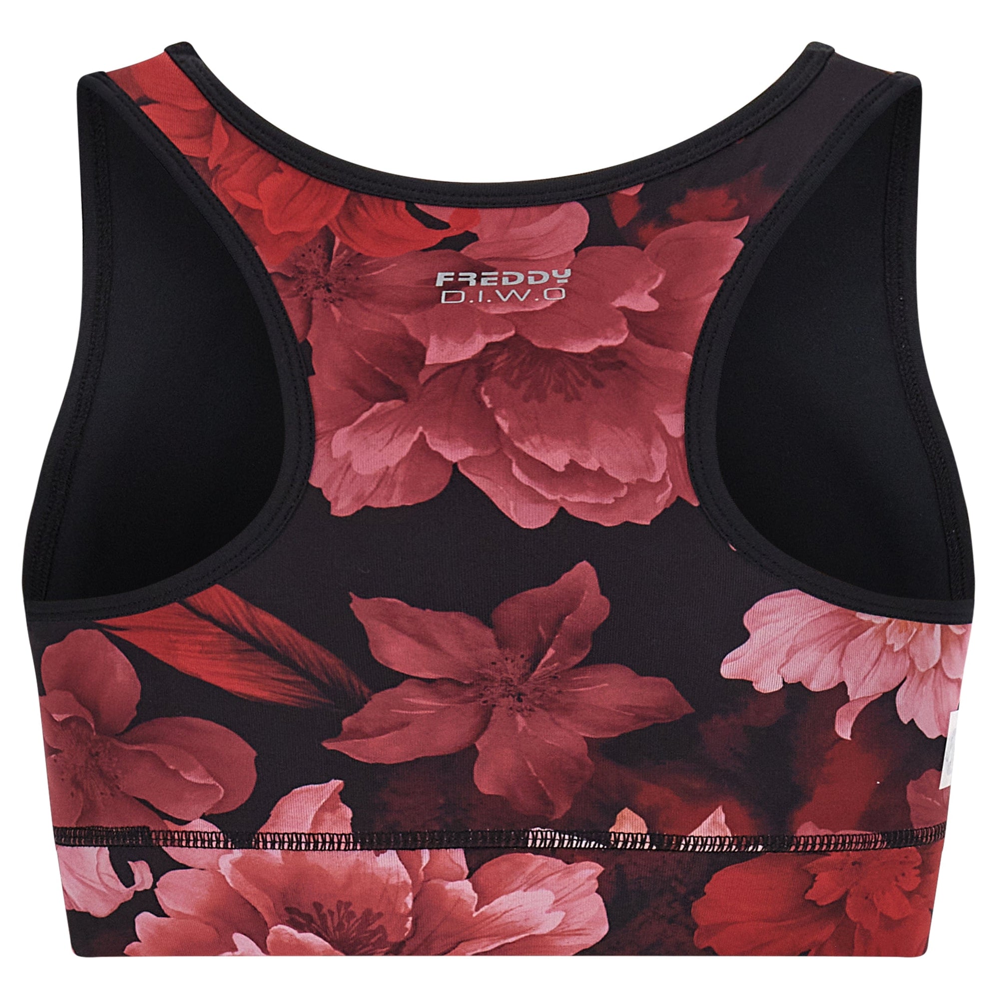 Sports Bra Allover Flower Print - Bordeaux