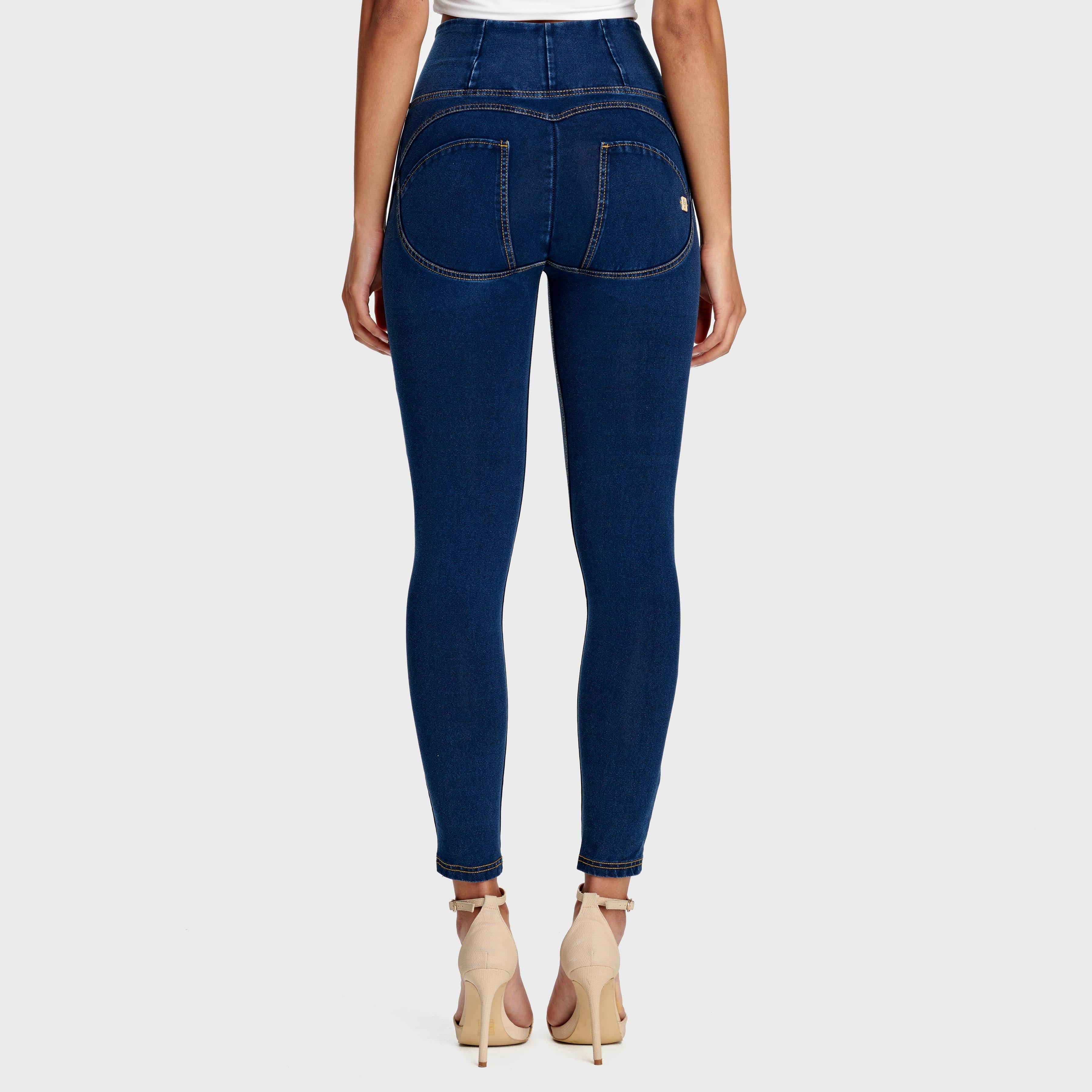 WR.UP® Denim - High Waisted - 7/8 Length - Dark Blue + Yellow Stitching