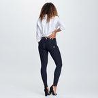 جينز WR.UP® - خصر متوسط ​​الارتفاع - طول كامل - أسود مع خياطة سوداء 