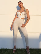 أزياء راكبي الدراجات النارية من WR.UP® - خصر مرتفع - طول 7/8 - لون الشمبانيا