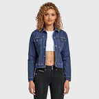 جاكيت جينز - أزرق داكن + خياطة صفراء