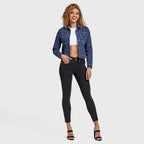 جاكيت جينز - أزرق داكن + خياطة صفراء